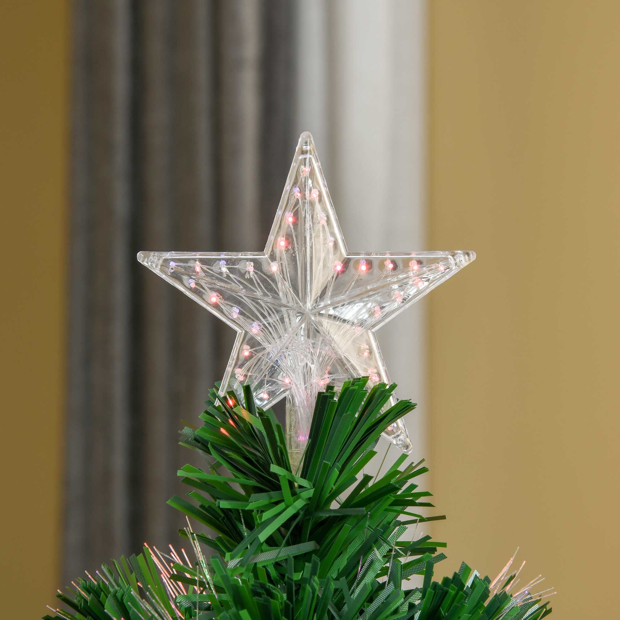 HOMCOM 4FT Pre-Lit Fibre Optic Artificial Christmas Tree Holiday Xmas Décor with Tree Topper Multi-Colour 9