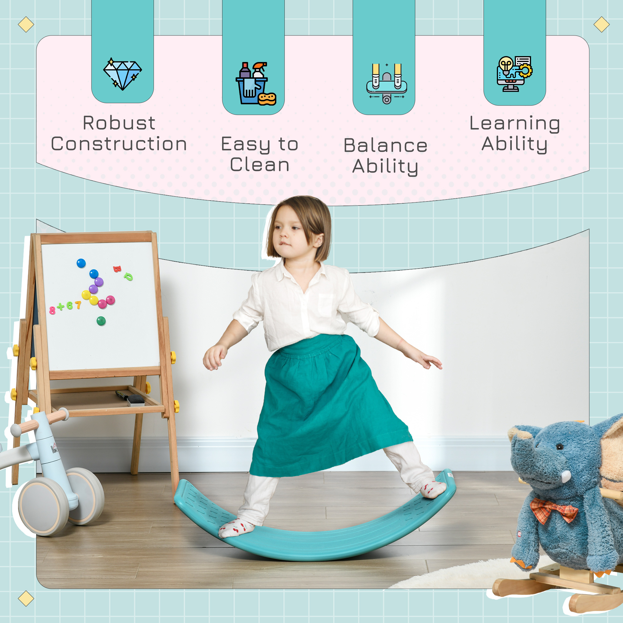 ZONEKIZ Balance Board, Kids Wobble board, for Ages 3-6 Years Blue 5