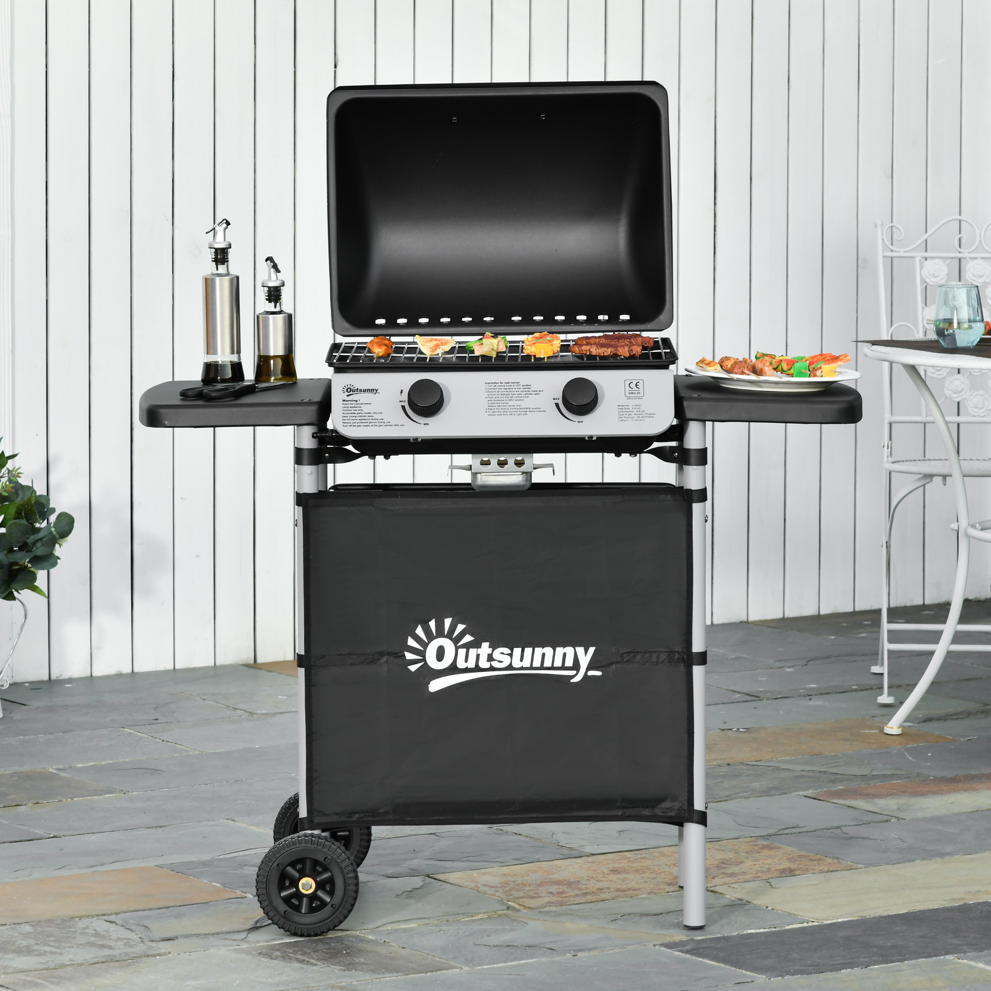 Outsunny 2 x 2.8kW Burner Gas BBQ Grey 2