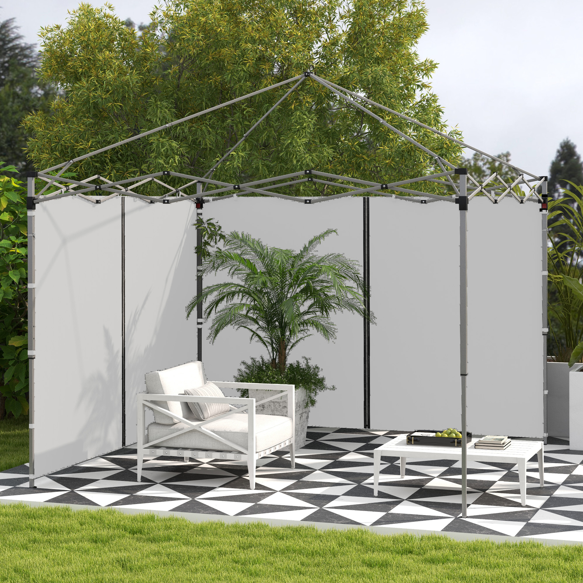 Outsunny Set of Two 3 x 3(m) Replacement Zipped Gazebo Walls Grey 2