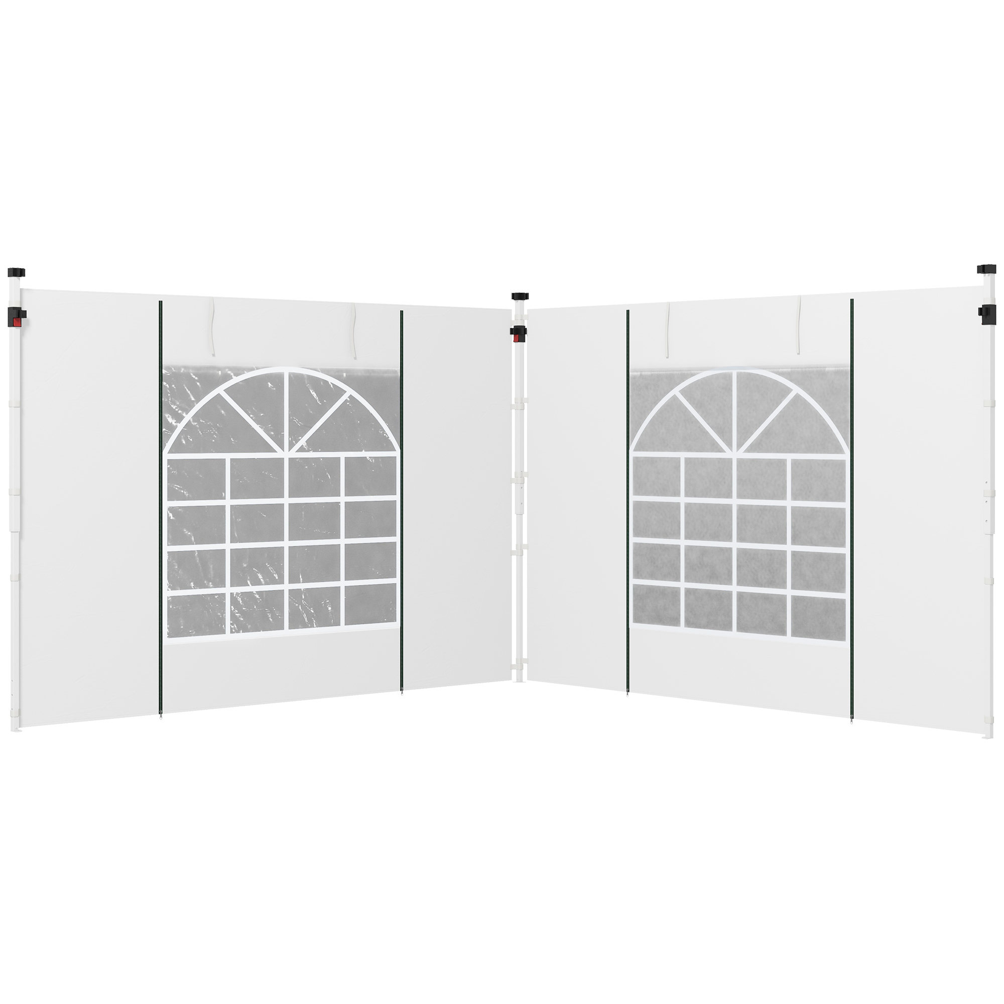 Outsunny Pavillon Seitenteile 2er Set Seitenwände mit Fenster & Tür für 3x3/3x6 m Partyzelt, Oxford, Weiß Aosom