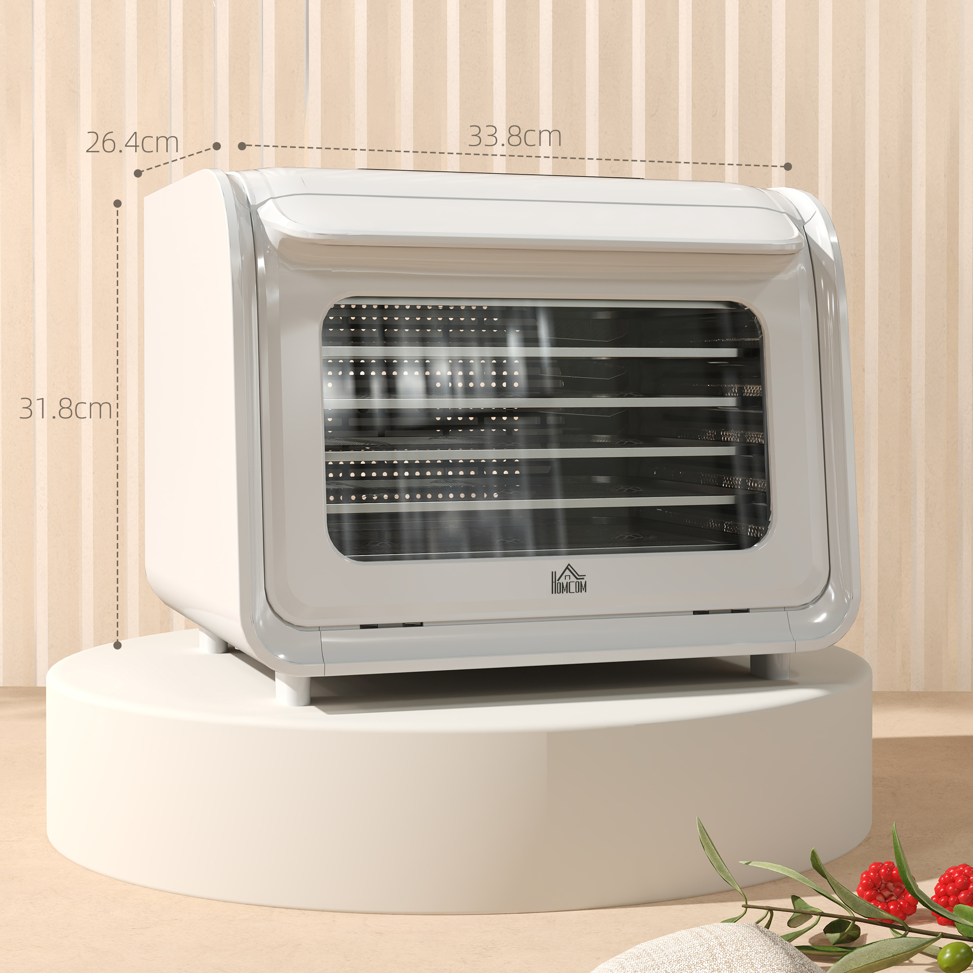 HOMCOM 35-70°C Six-Tray Food Dehydrator White 3