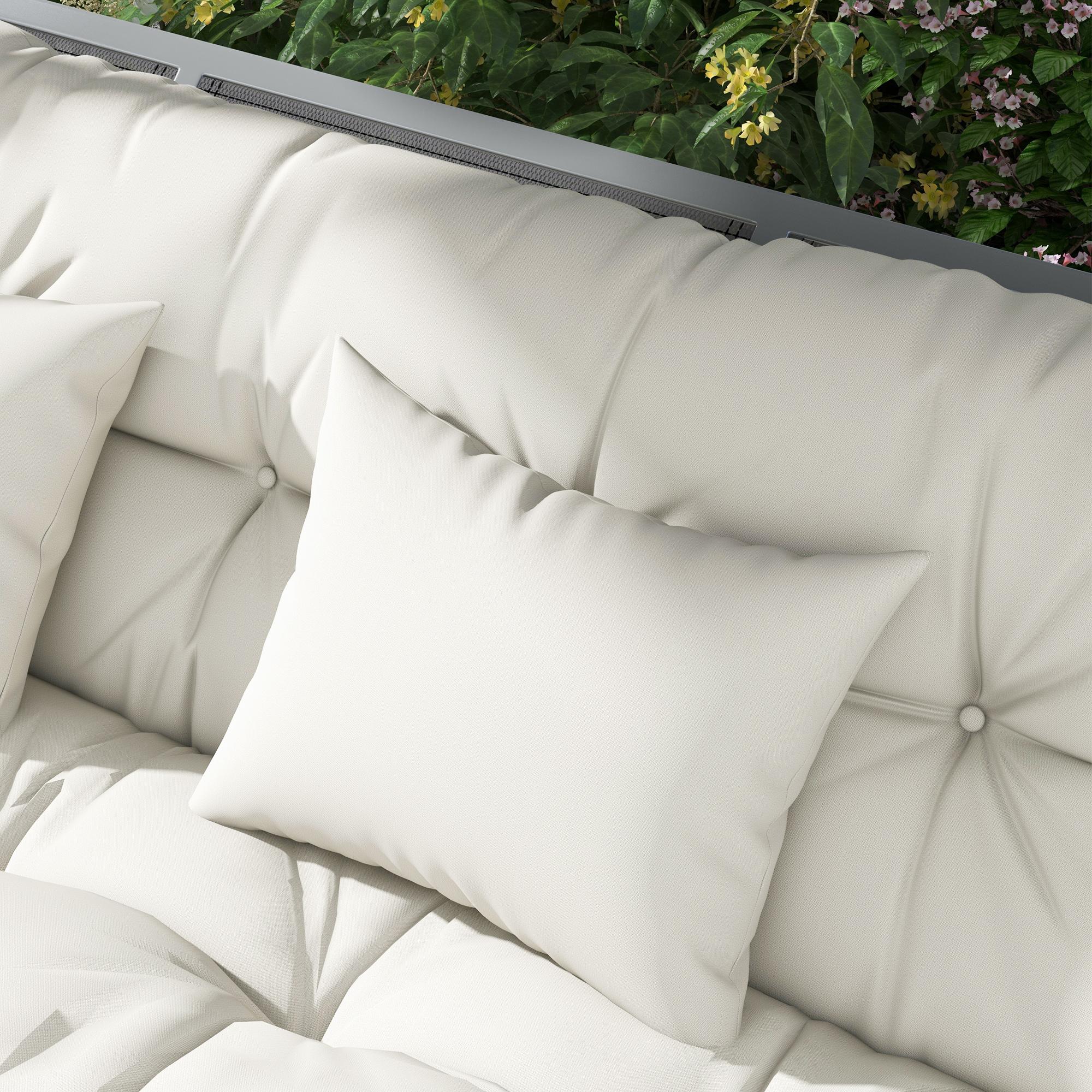 Outsunny Back and Seat Cushion Replacement with 2 Pillows, Patio Chair Cushions Set with Ties, White 8