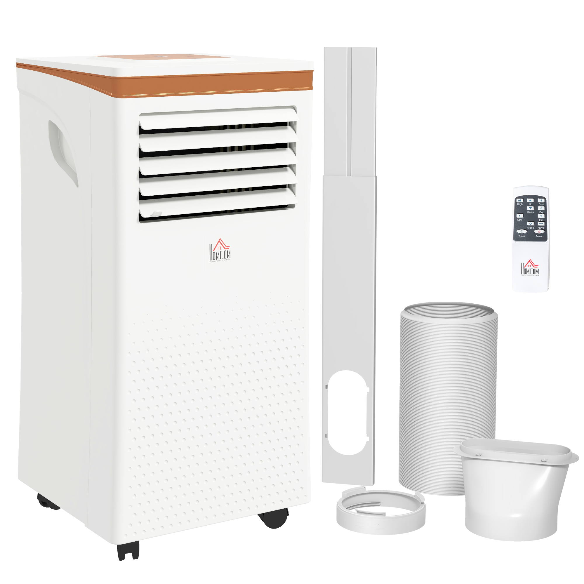 HOMCOM 9000 BTU Air Conditioning Unit, 3-in-1 Portable Air Conditioner, Dehumidifier, Cooling Fan with Remote, LED Display, 2 Speeds, 24H Timer, Window Venting Kit, 28m²