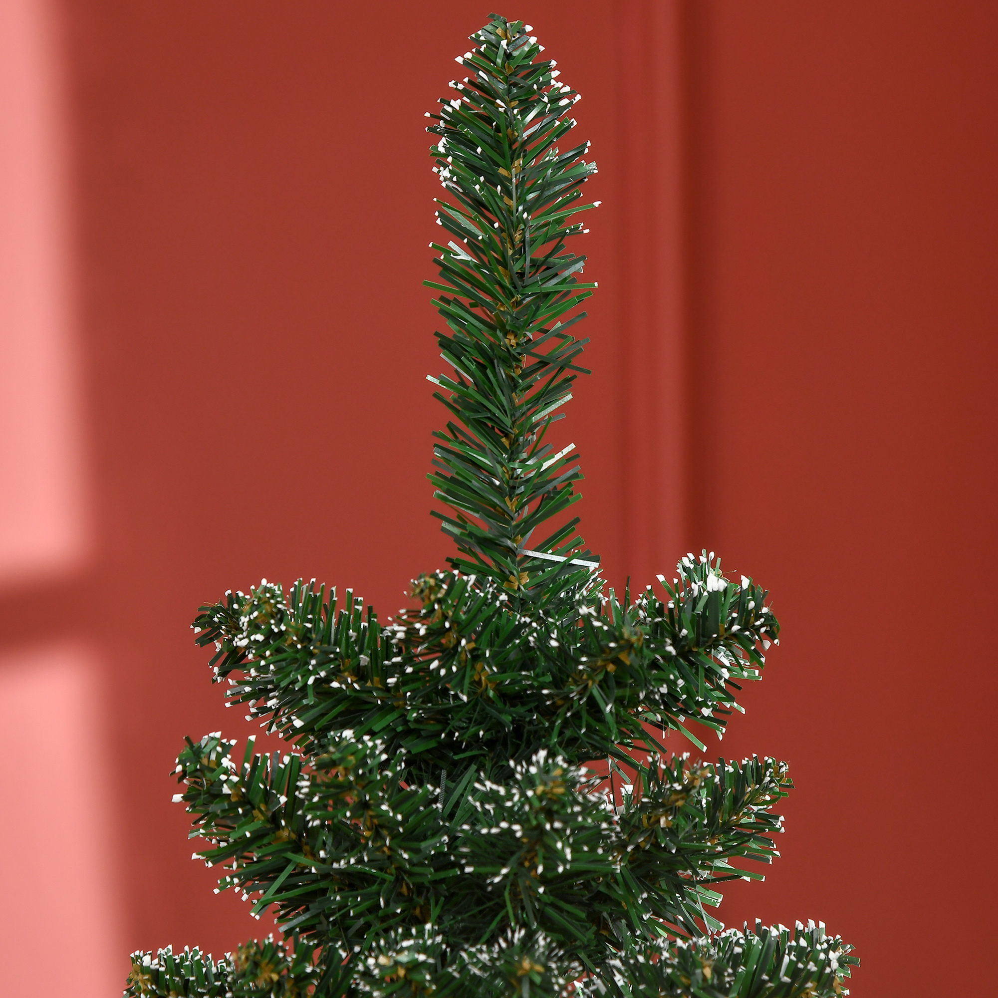 HOMCOM 5.5FT Artificial Snow Dipped Christmas Tree Xmas Pencil Tree Holiday Home Indoor Decoration with Foldable Black Stand, Green 8