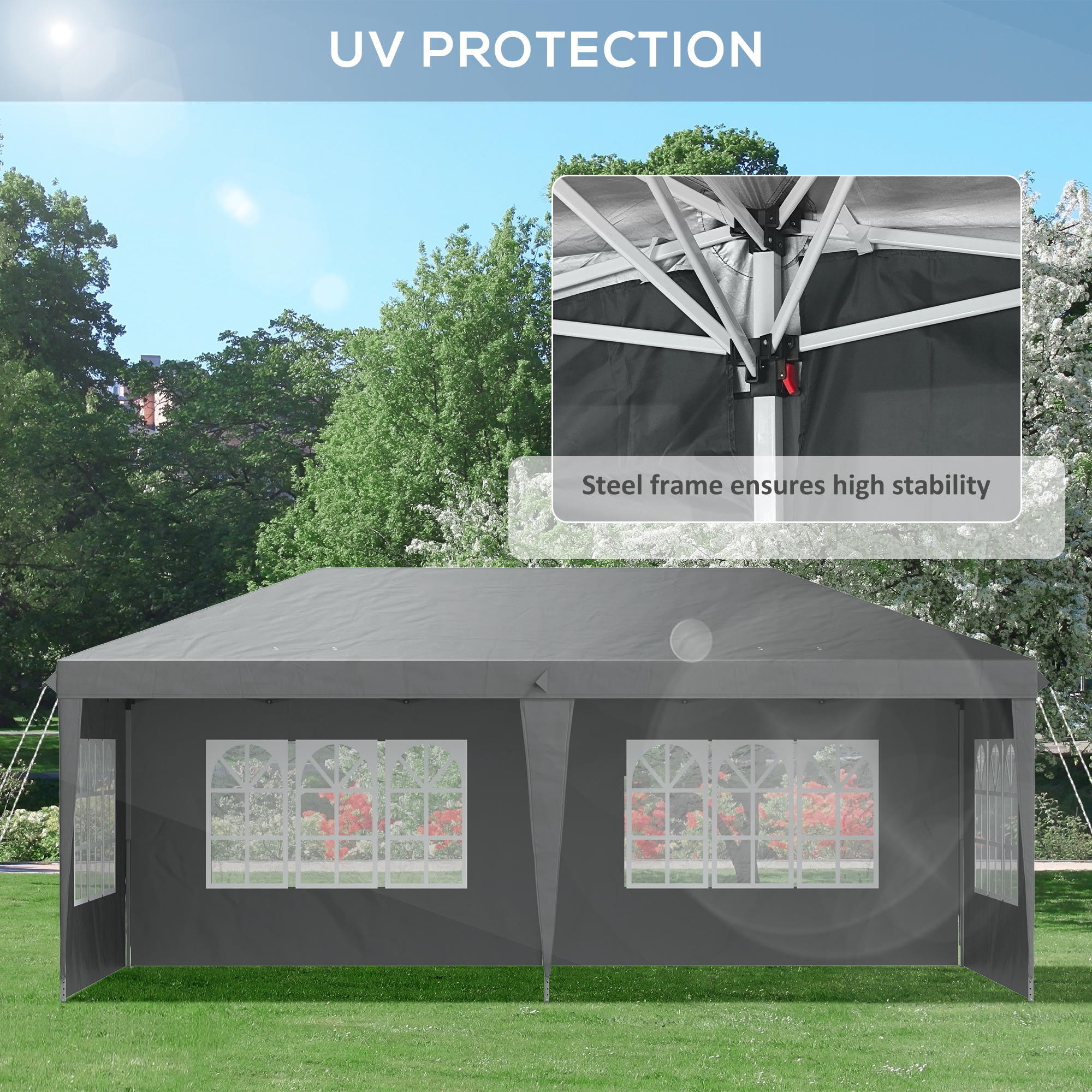 Outsunny 3 x 6m Pop-Up Gazebo, with Removable Walls Grey 7