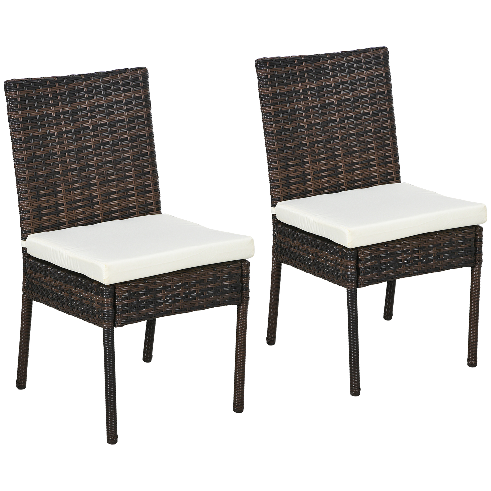 Product photograph of Outsunny Set Of Two Armless Rattan Garden Chairs - Brown Aosom Uk from Aosom UK