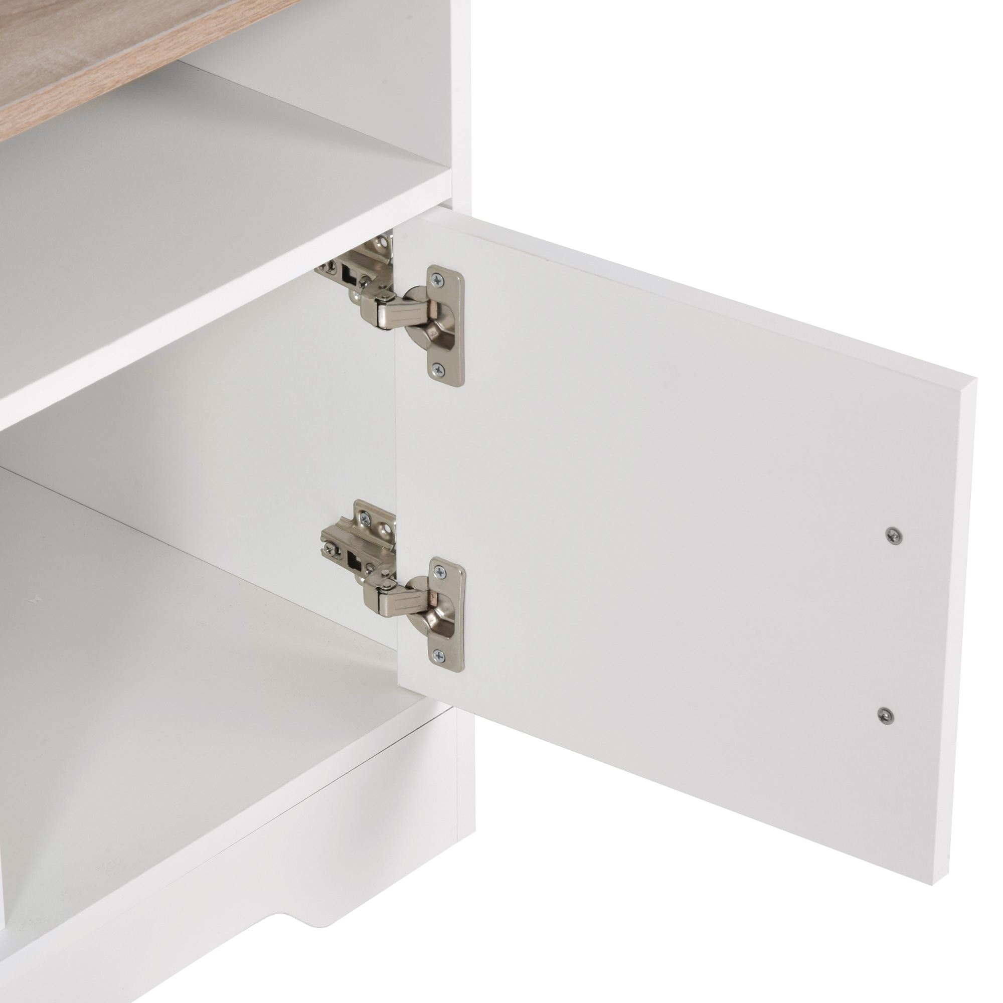 HOMCOM TV Stand Cabinet up to 50", Modern TV Unit with Storage, Open Shelves and Cable Management for Living Room, Bedroom, White 8