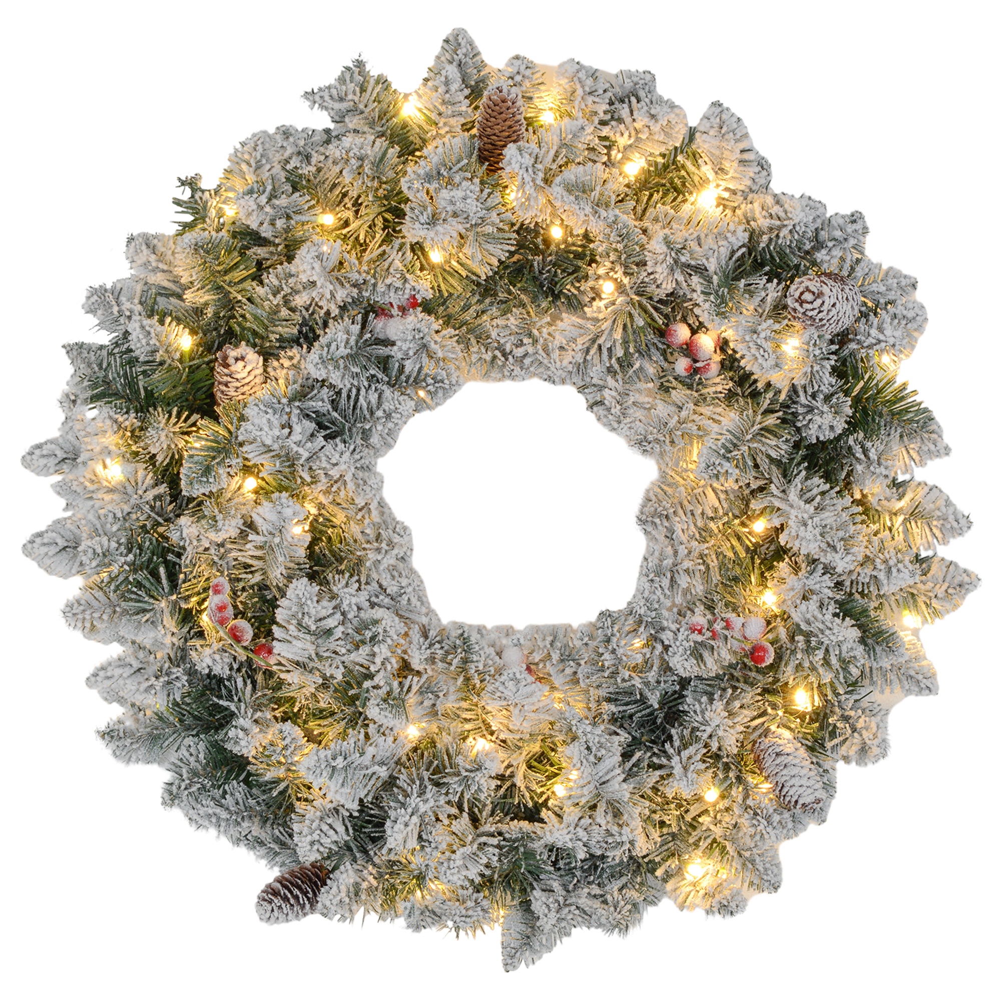 HOMCOM Tannenkranz Weihnachtskranz Türkranz Künstlicher Tannenkranz mit LED günstig online kaufen