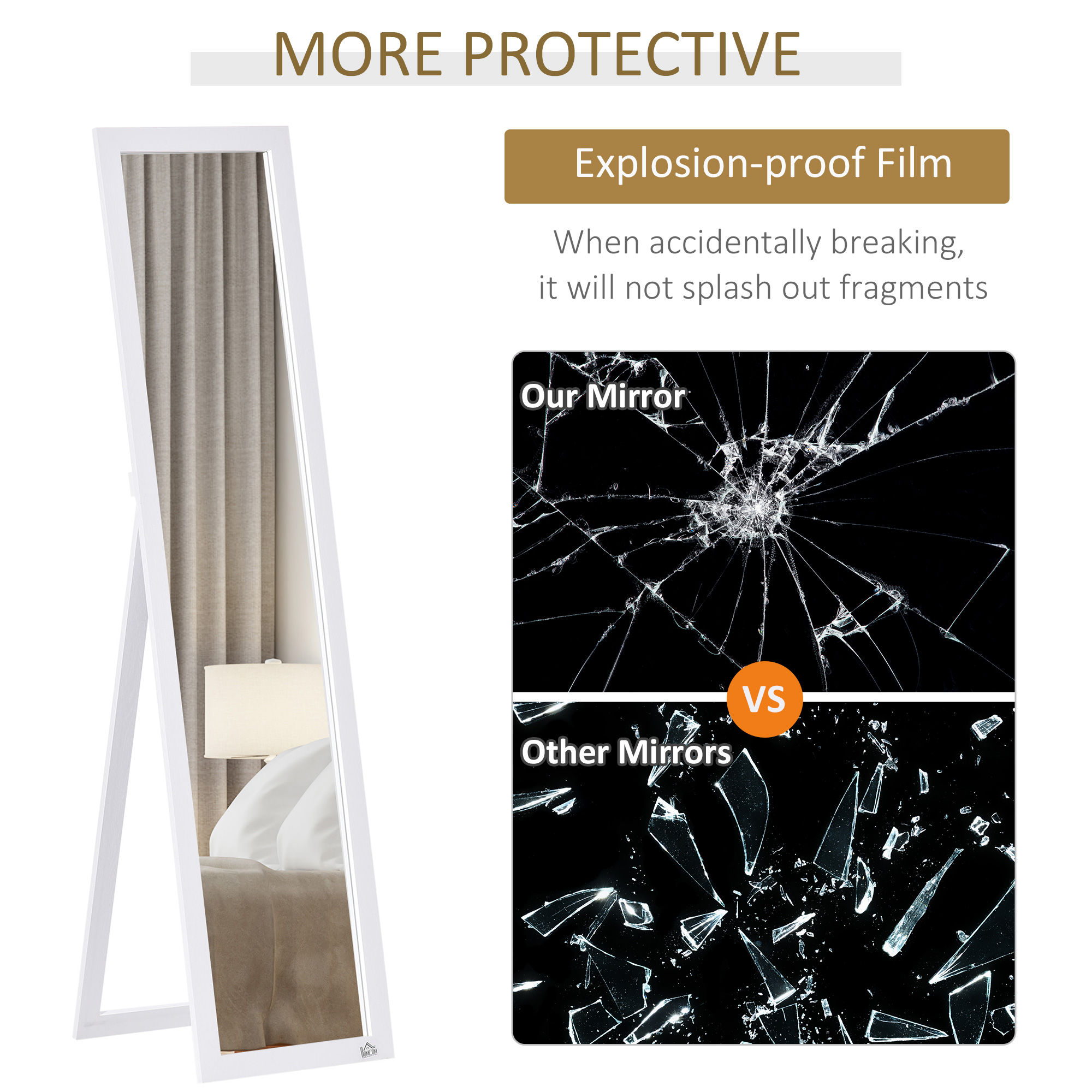 HOMCOM Full Length Mirror for Bedroom, Free Standing Dressing Mirror, Wall Mirror for Living Room, 37 x 154 cm, White 6