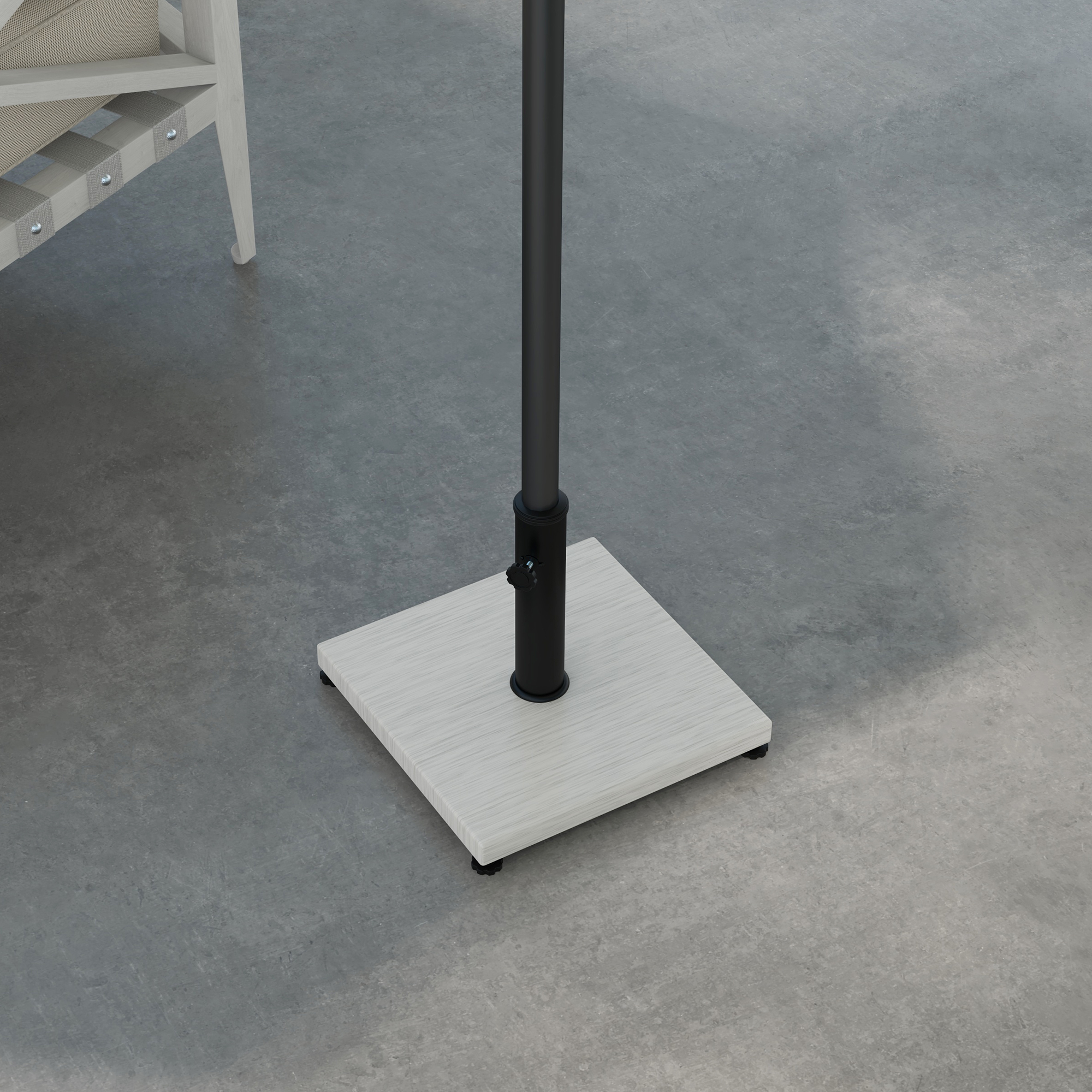Base Per Ombrellone Da Giardino In Cemento E Metallo - 25 Kg, Per Pali 35/38/48 Mm, Effetto Legno Bianco