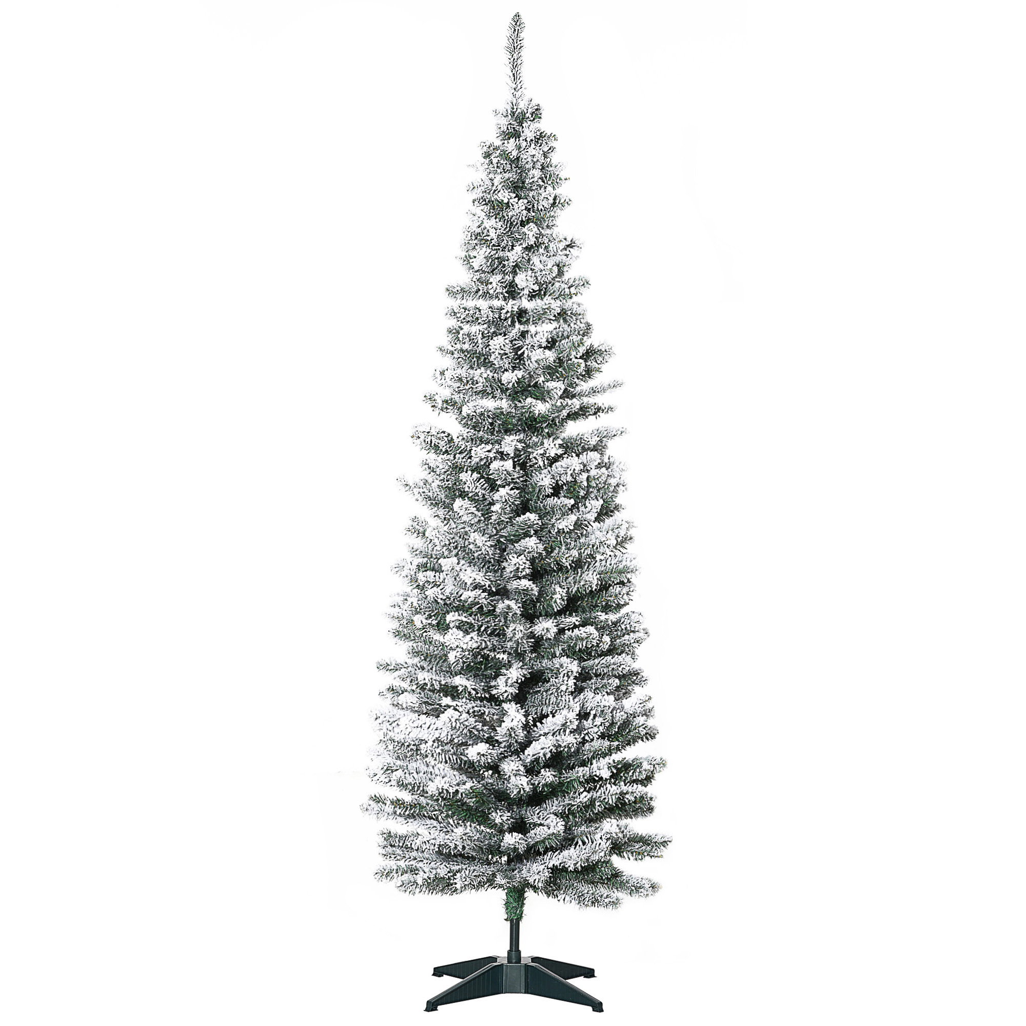 Image of HOMCOM 180cm Albero di Natale Pino artificiale rivestito in floccaggio bianco con rami 390, base pieghevole rimovibile Aosom006