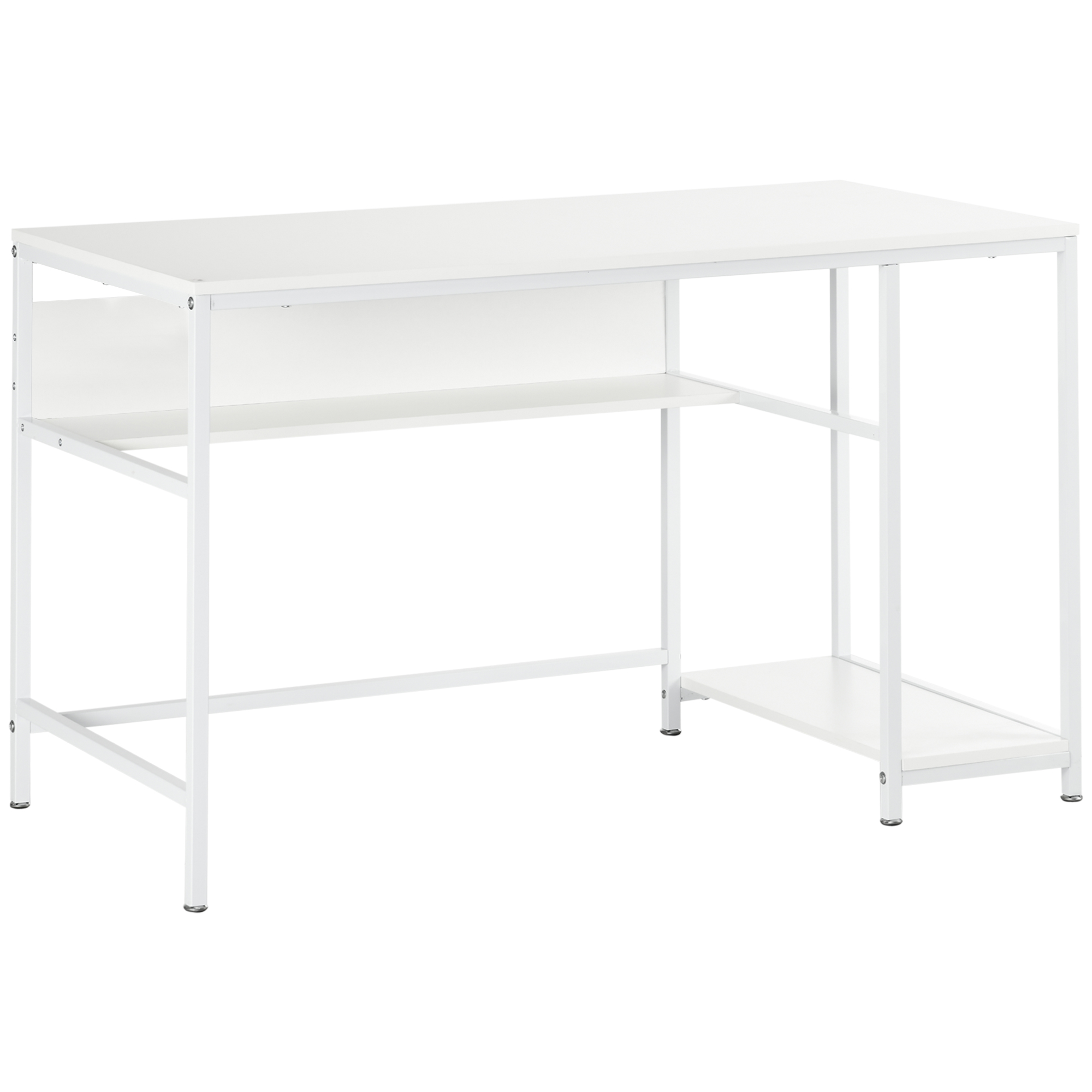 Product photograph of Homcom Compact Computer Desk Small Writing Study Table Home Office Pc Workstation With Storage Shelf White Aosom Uk from Aosom UK