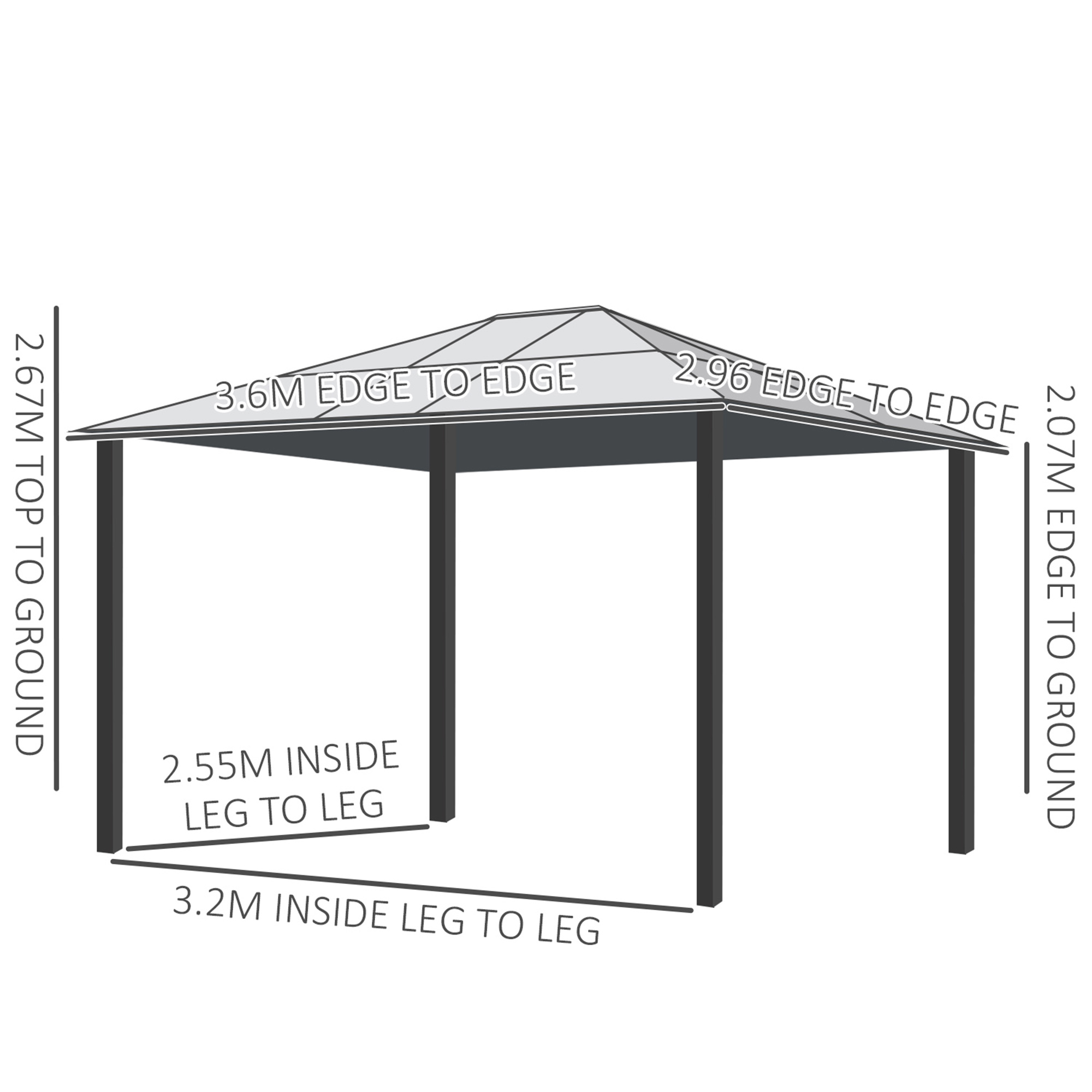 Outsunny 3 x 3.6 m Hardtop Gazebo Canopy, Polycarbonate Roof Garden Pavilion with Aluminium and Steel Frame, Nettings and Sidewalls for Garden, Patio, Khaki 3
