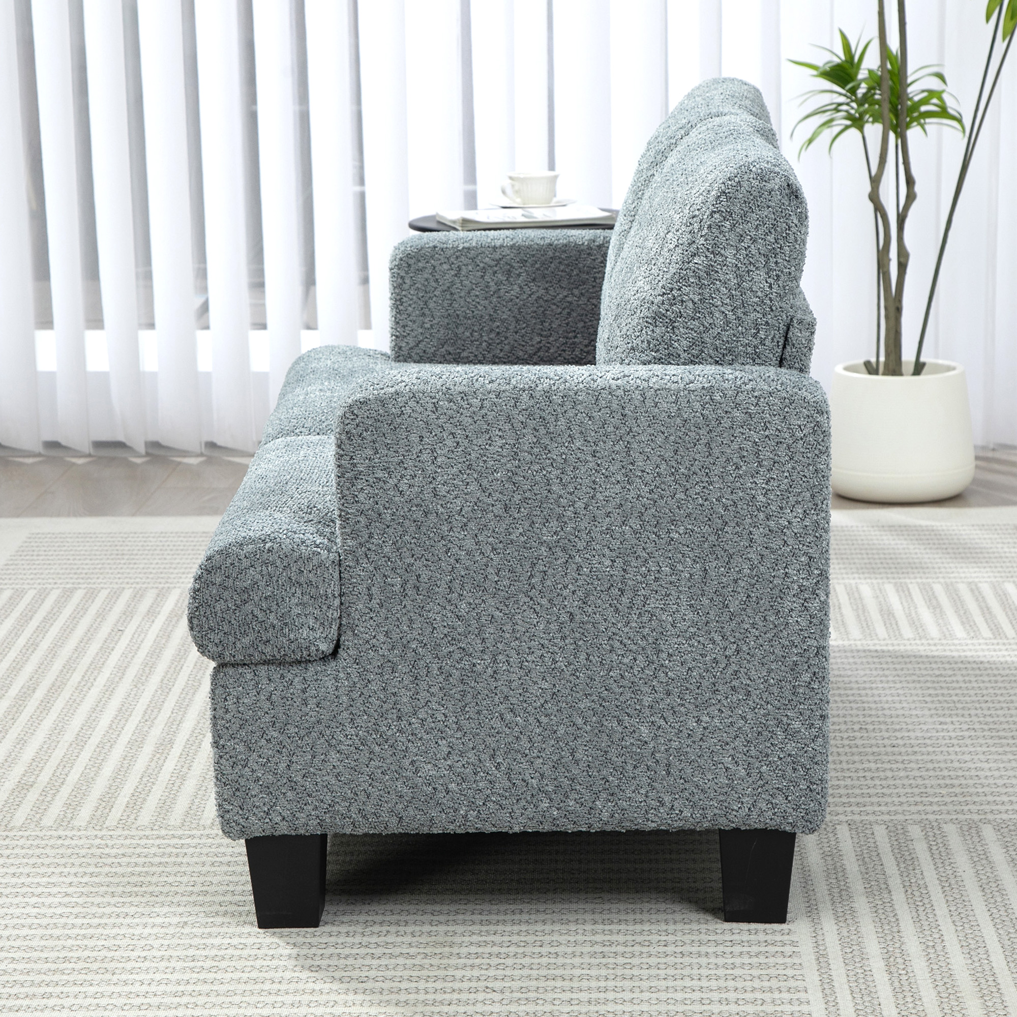 HOMCOM Two-Seater Chenille Sofa Light Grey 7