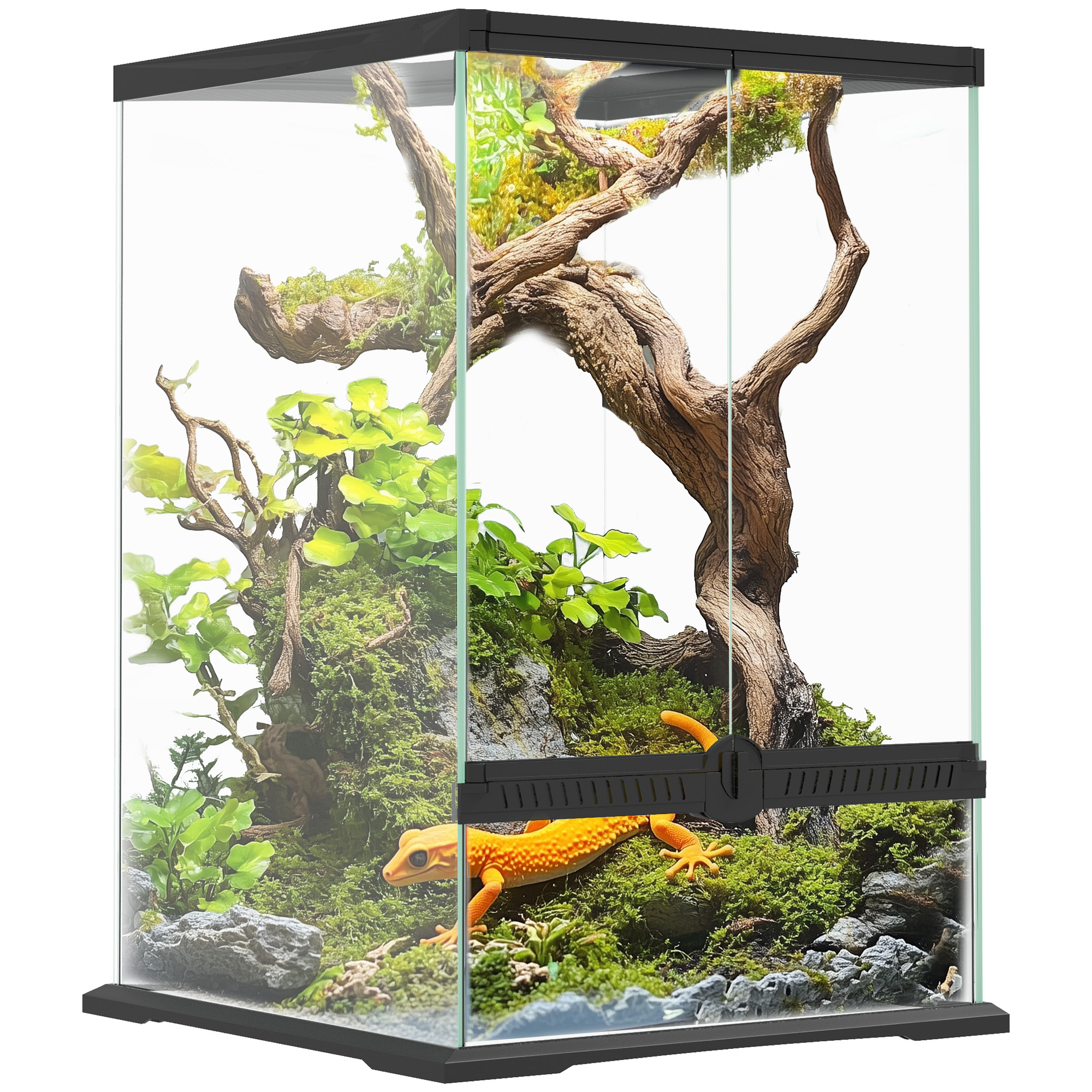 PawHut 12L Vivarium for Lizards, Frogs, Snakes, Turtles, Tortoises w/ Anti-Escape Design, Ventilation