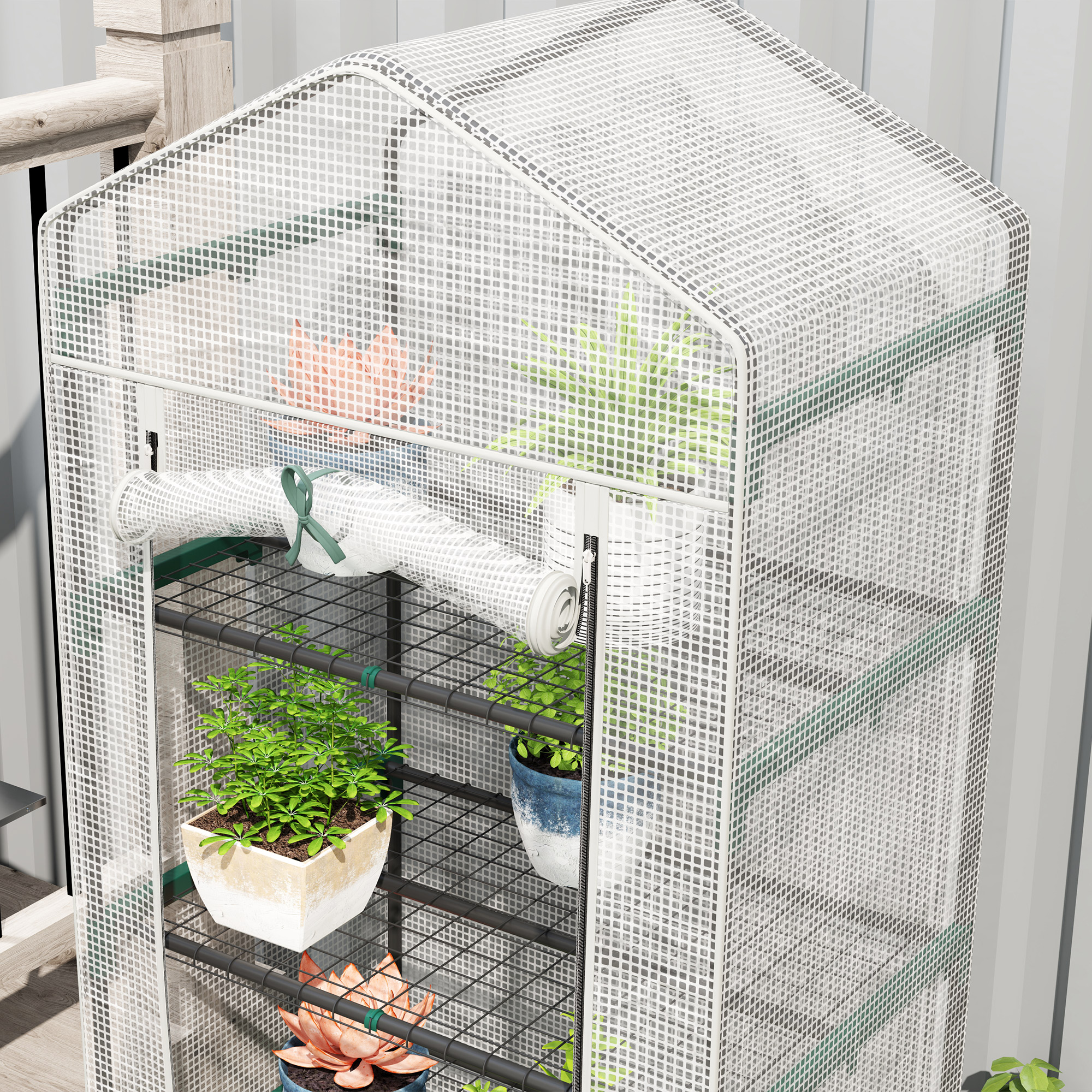 Outsunny 193cm Five Shelf Mini Greenhouse White 7
