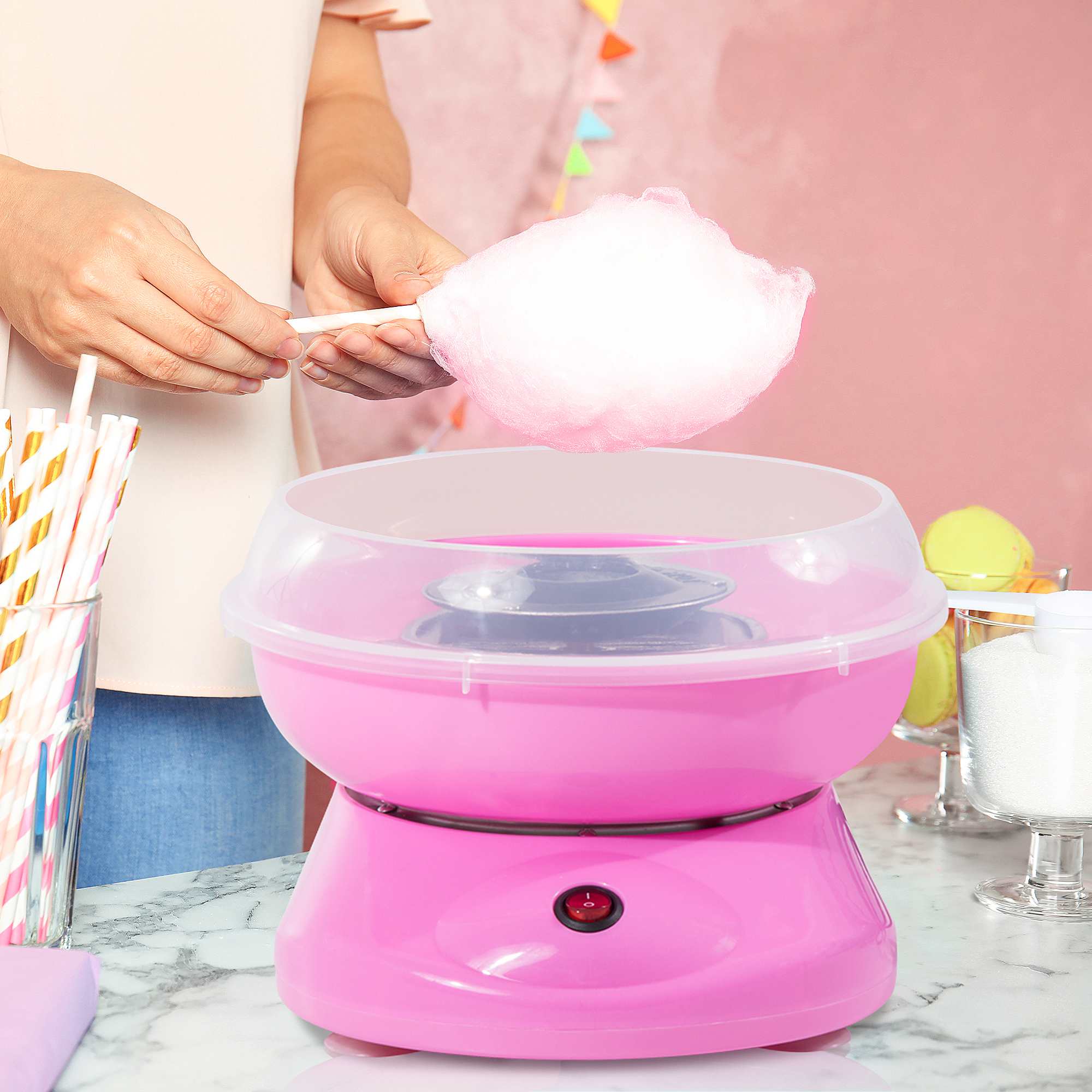 HOMCOM Candy Floss Machine Electric Cotton Candy Maker Gadgetry 450W (Pink) 7