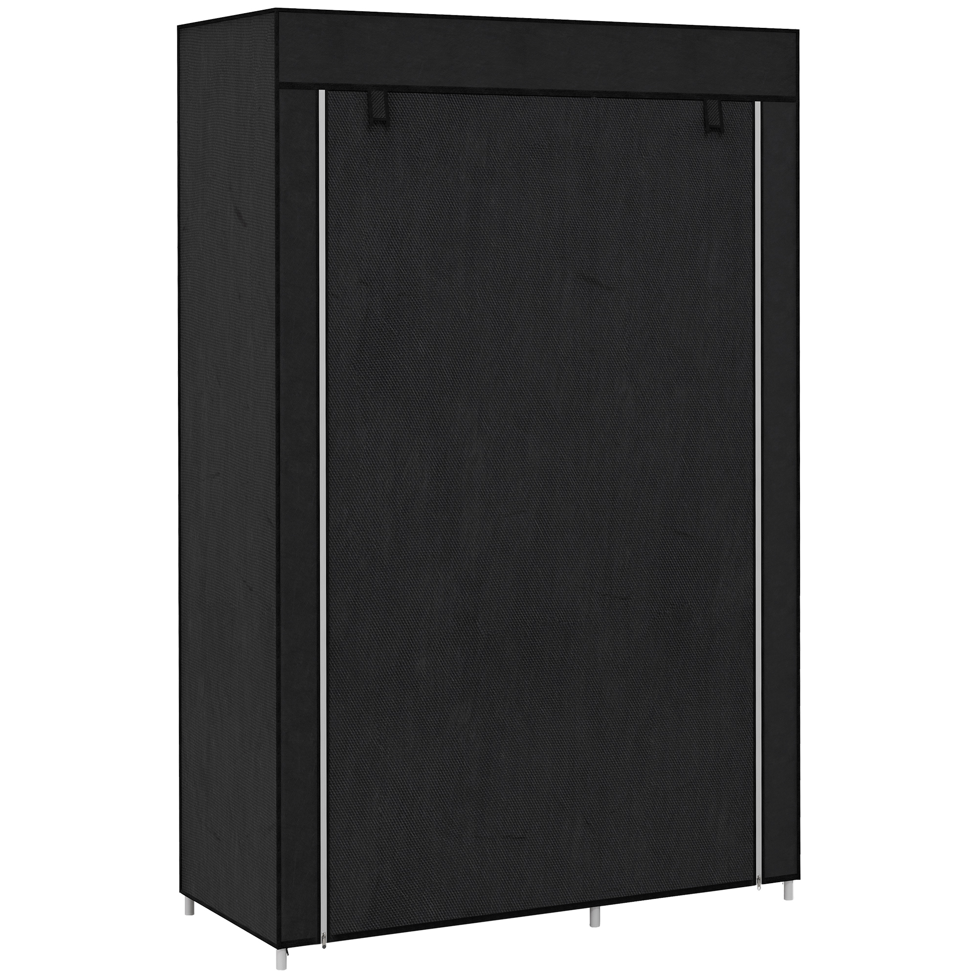 HOMCOM Armario de Tela Plegable Ropero Portátil con 6 Estantes y 1 Barra de Colgar para Dormitorio 103x43x162,5cm Negro