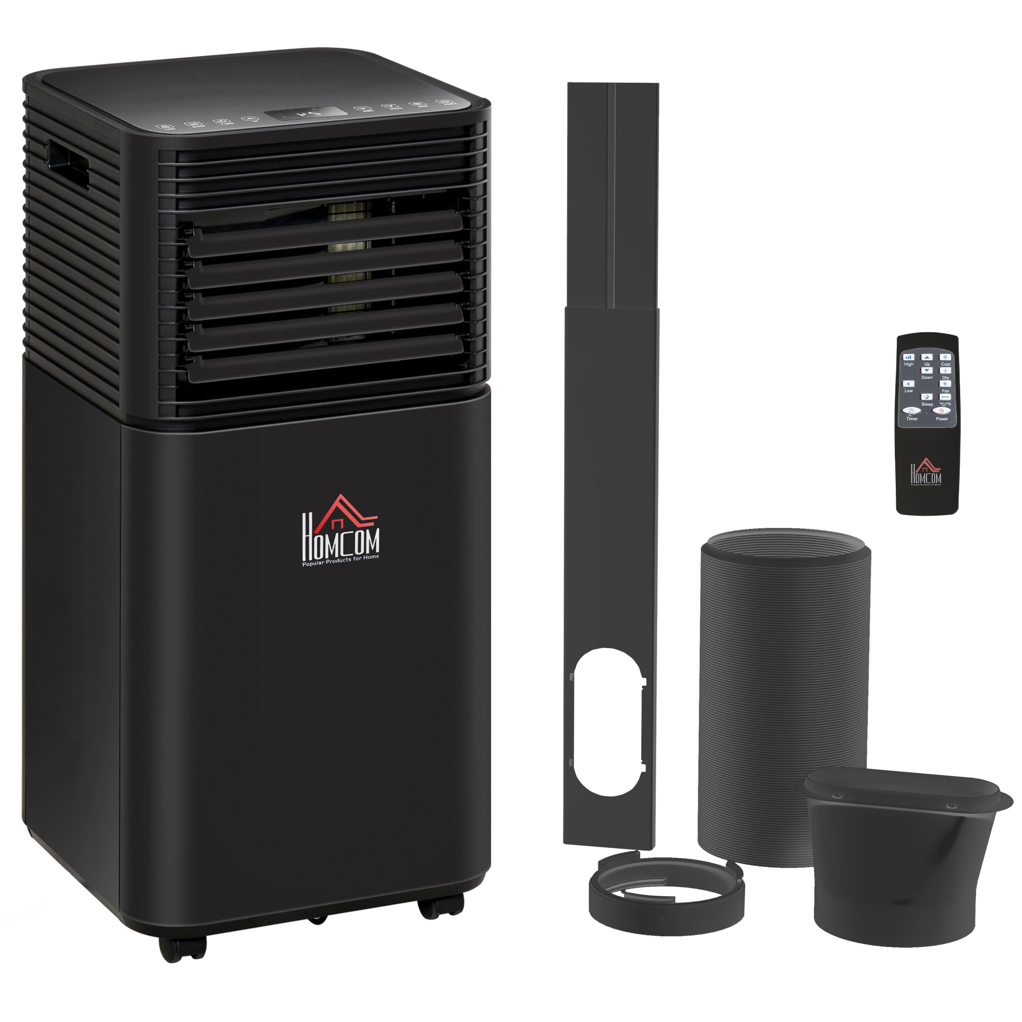 HOMCOM 7000 BTU 4-In-1 Portable Air Conditioner Unit Cooling Dehumidifying Ventilating  for Room up to 26m², with Fan, Remote, 24H Timer, Window Mount Kit, R290, A Energy Efficiency