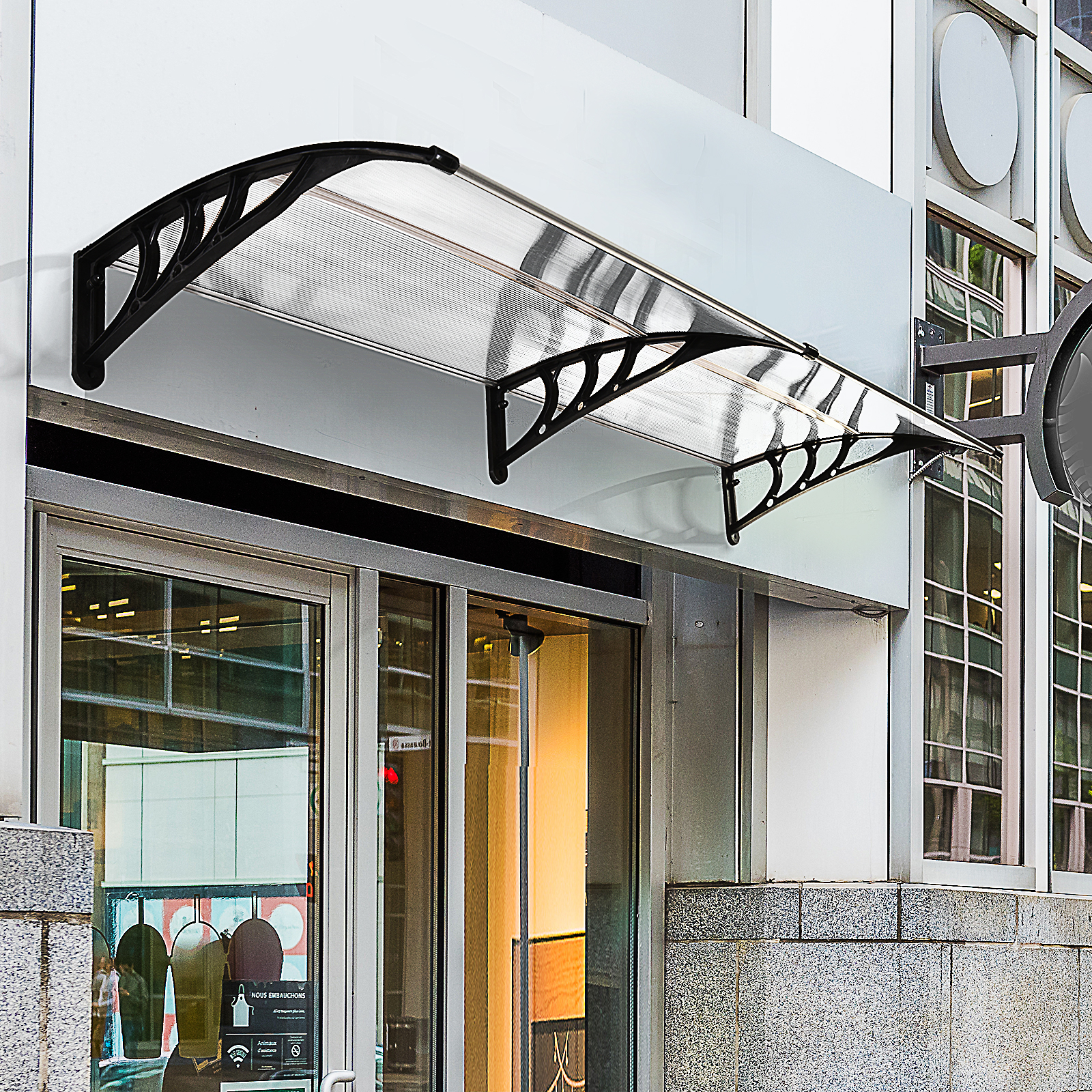 Outsunny Front Door Canopy, Waterproof Outdoor Awning, 75 x 195 cm Rain Shelter for Window, Porch and Front/Back Door, Brown