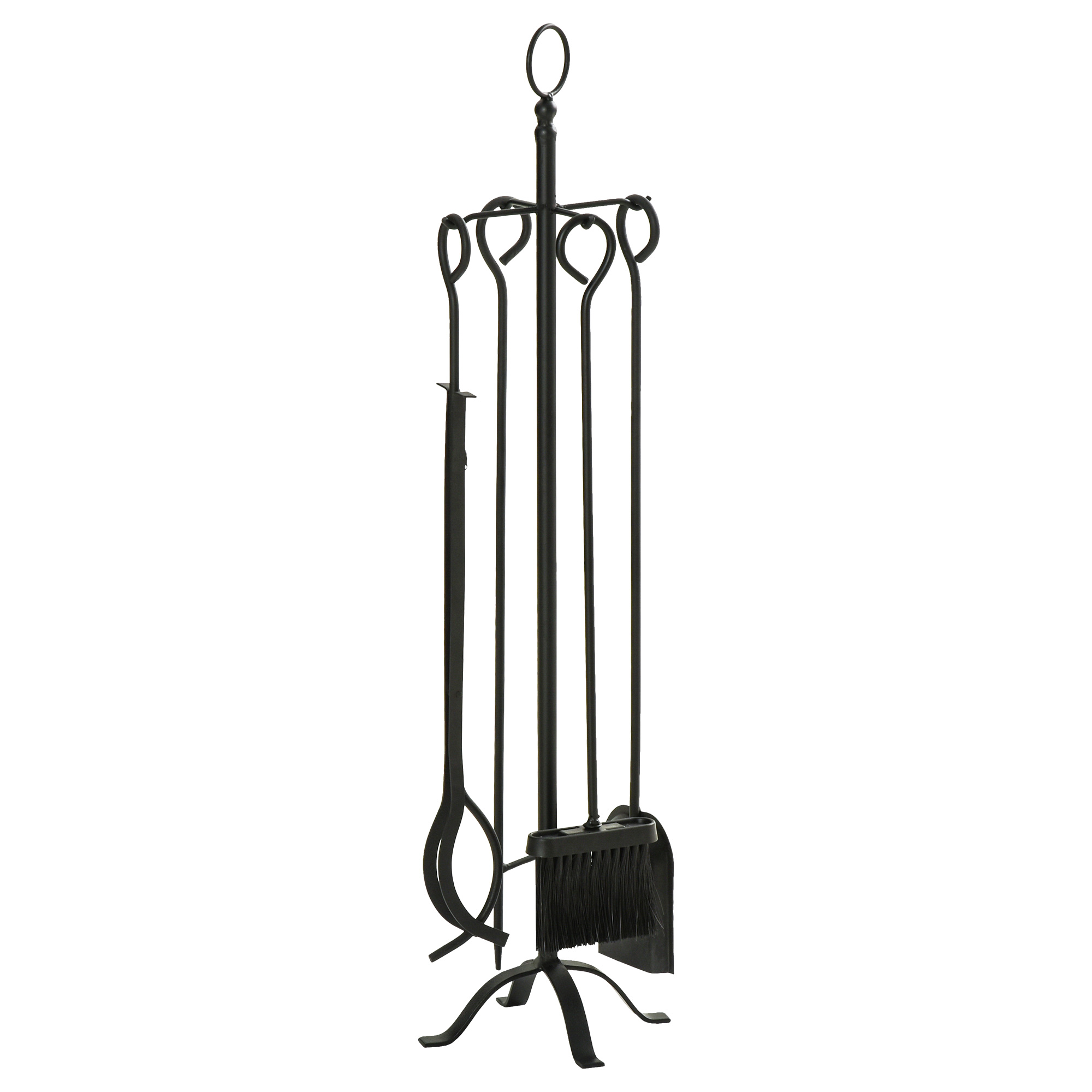 Outsunny 5-teiliges Kamingarnitur Set, Kaminbesteck aus Metall in Schwarz, günstig online kaufen