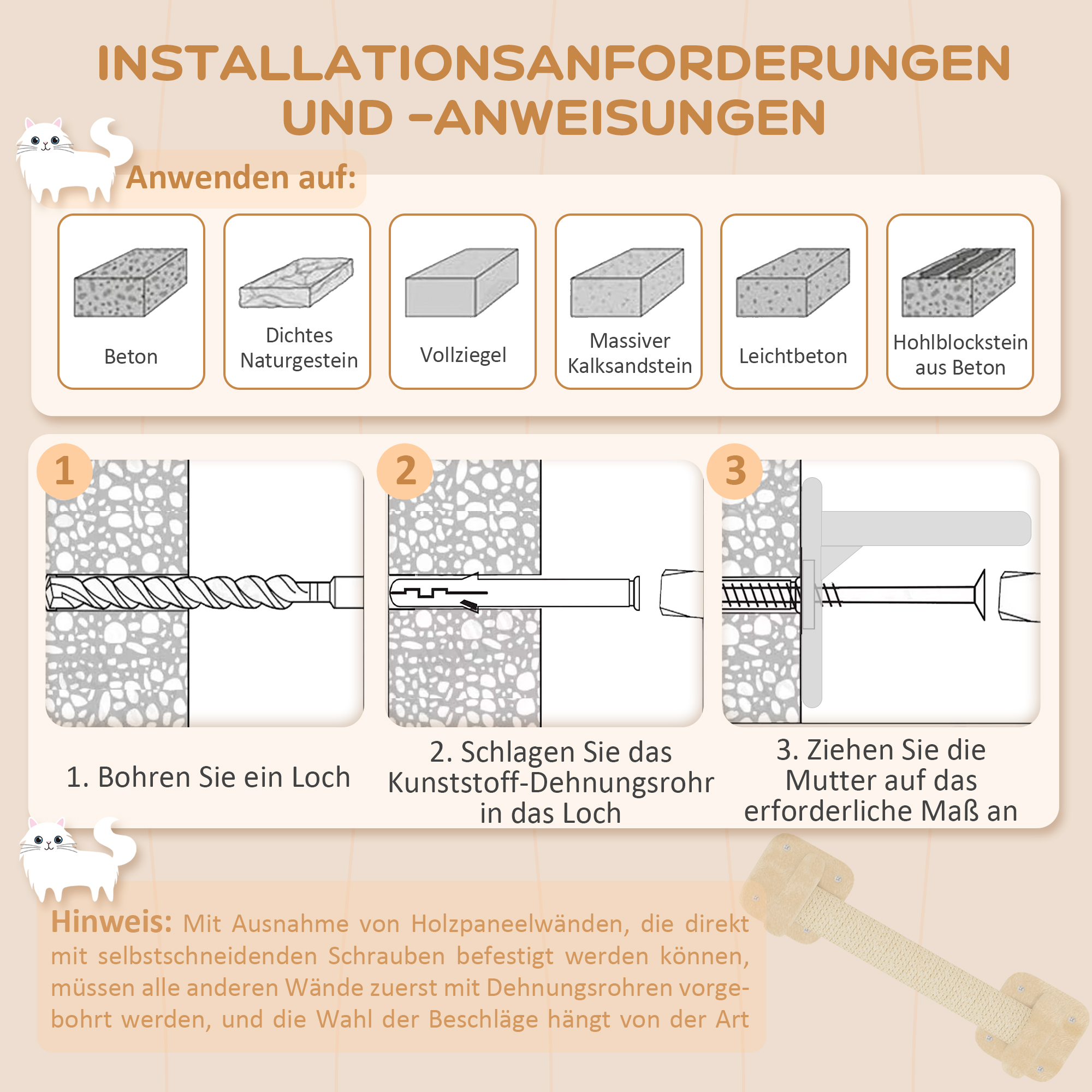 5-osaline kassironimiskomplekt kraapimispostide, hüppeplatvormide, redeli, maja ja seinakinnitusega, beež