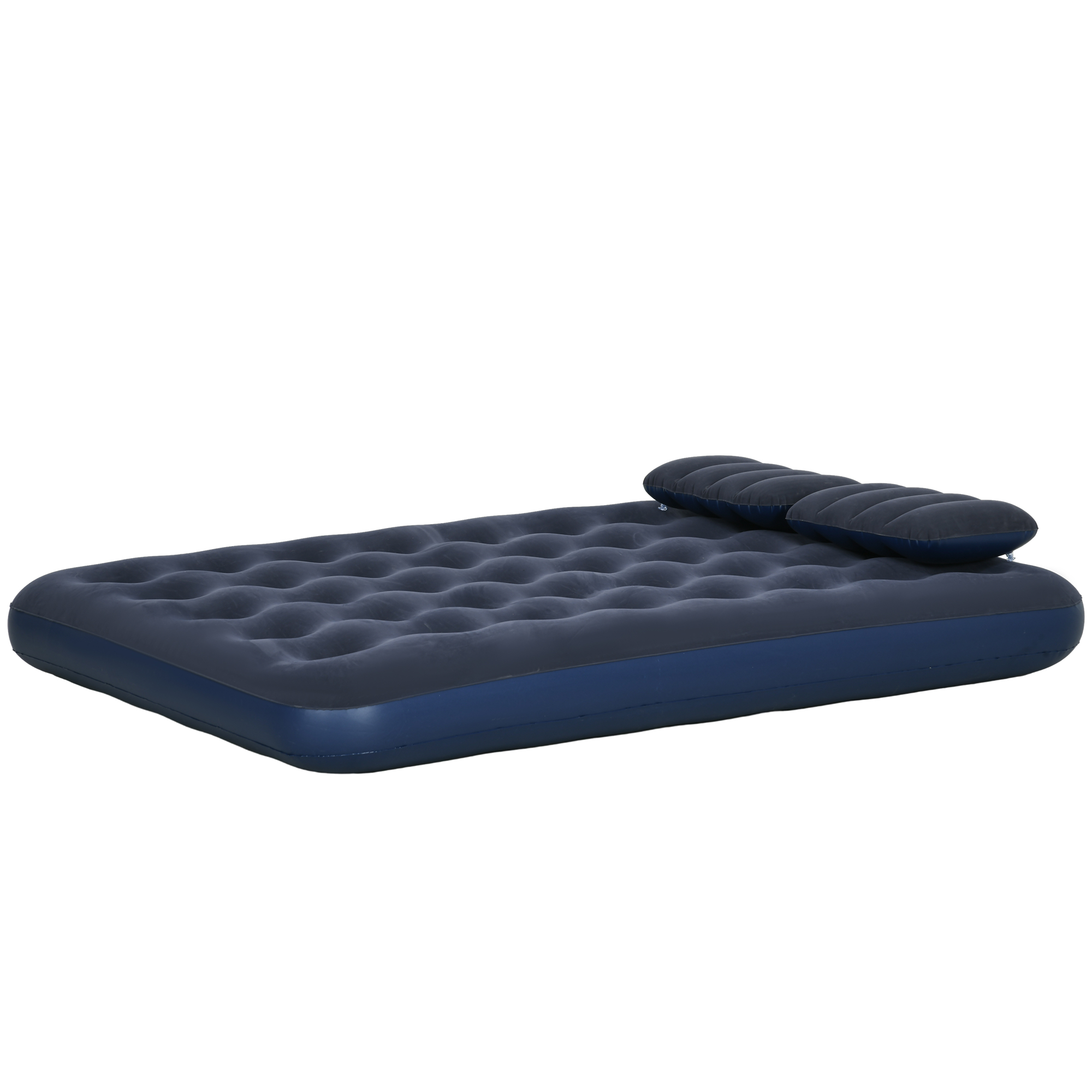 Outsunny Luftbett Doppel-Luftmatratze mit Handpumpe & Kopfkissen, Blau 203x152x22cm für Camping & Gäste Aosom.de