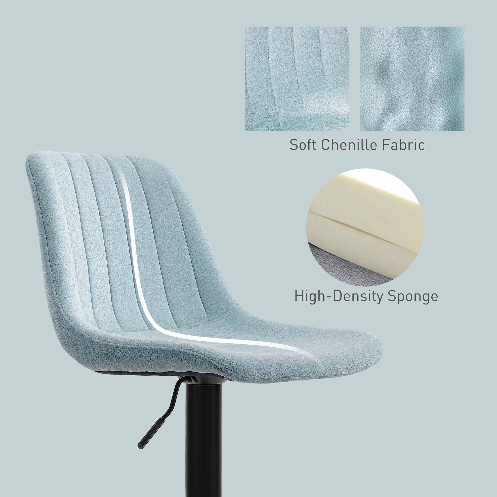 HOMCOM Set of Two Chenille-Feel Tub Bat Stools Blue 7