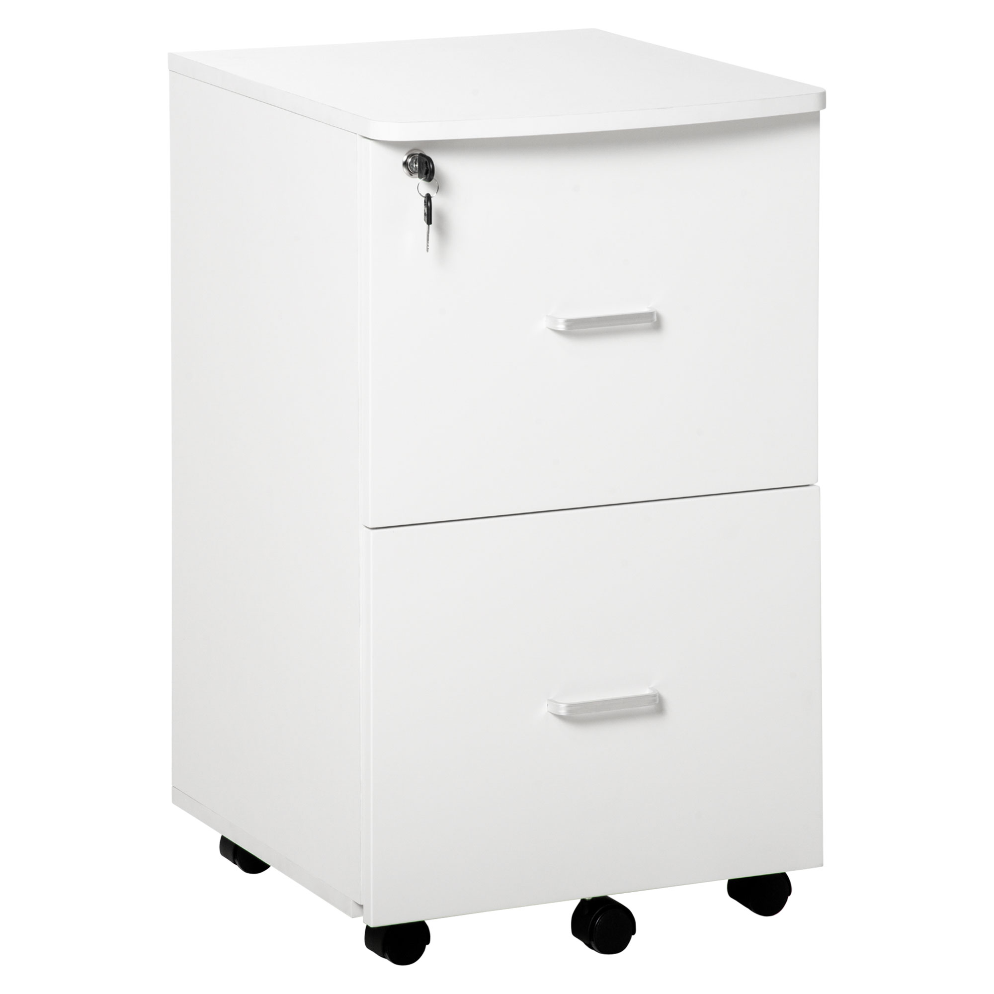 Vinsetto Cajonera de Oficina Mueble Auxiliar con 2 Cajones Cierre con Llave para Estudio Despacho 43x45x72 cm Blanco   Aosom España