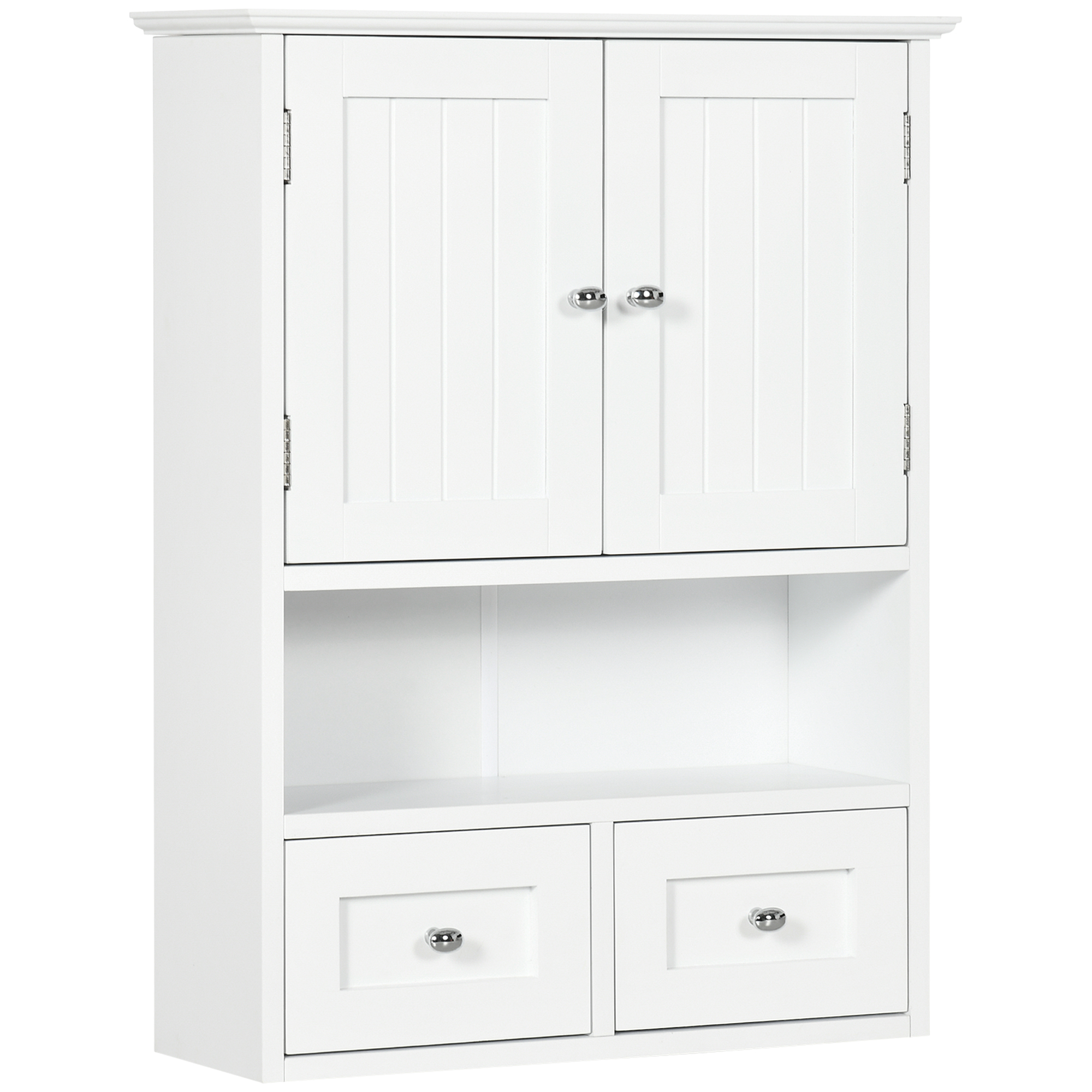 kleankin Armario de Pared para Baño Armario Colgante de Baño con 2 Puertas y 2 Cajones para Cocina 50,8x17,8x66 cm Blanco   Aosom España