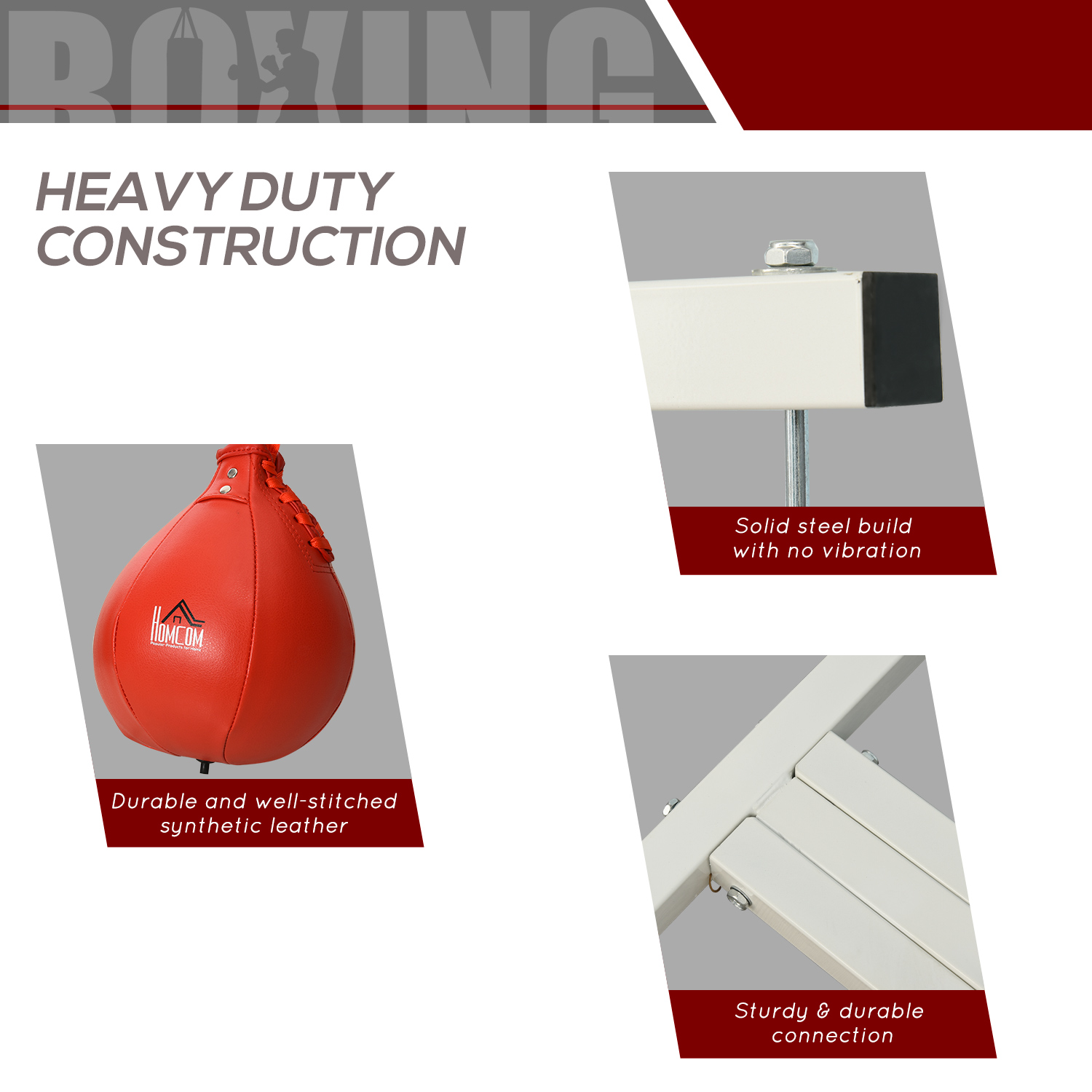 HOMCOM Adjustable Freestanding Speedbag, Punch Bag Hanger, White 6