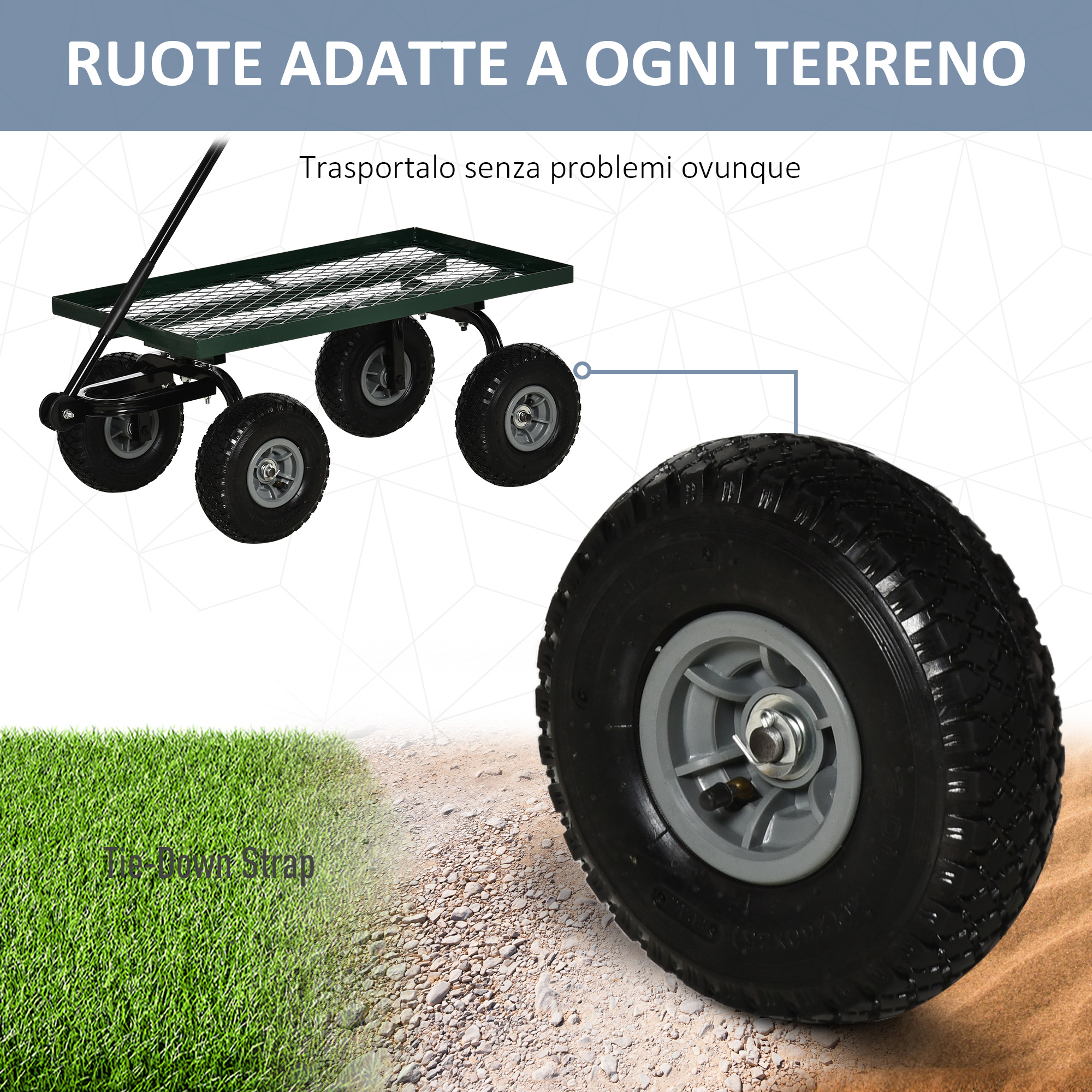 Carrello Da Giardino Outsunny – Capacità 150 Kg, Telaio In Acciaio, Ruote Da 24 Cm, Maniglia Imbottita, Giallo E Nero, Ideale Per Esterni