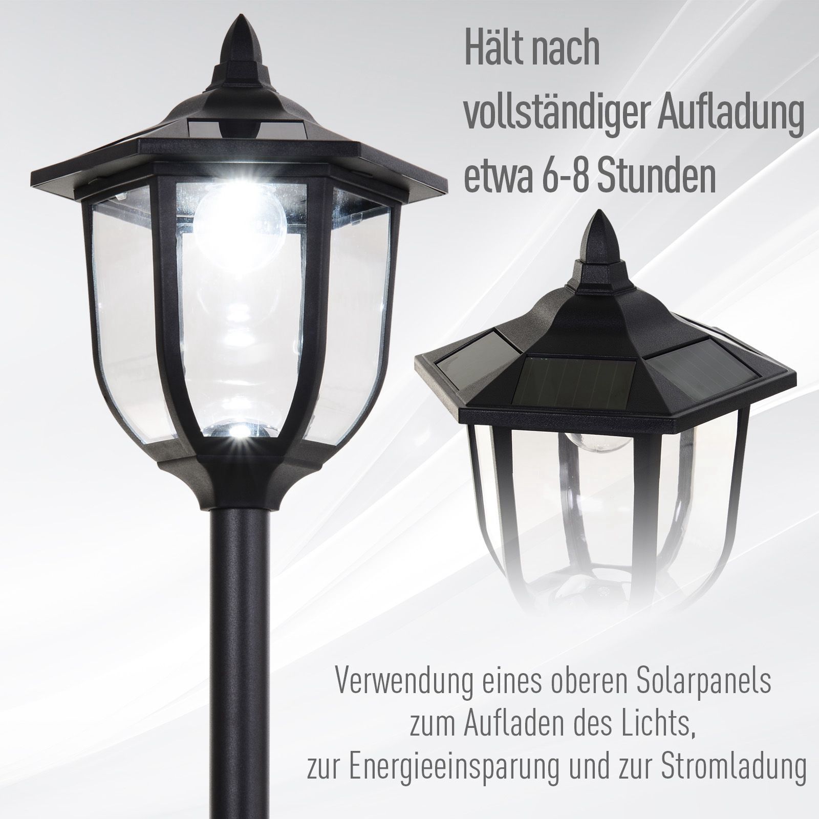 Päikeseenergial töötav LED-aialatern, plastlatern, õuevalgusti sise- ja välistingimustes kasutamiseks, 177 cm kõrge, aiavalgusti, 30/60 luumenit, aeda, rõdule, dekoratsiooniks, must