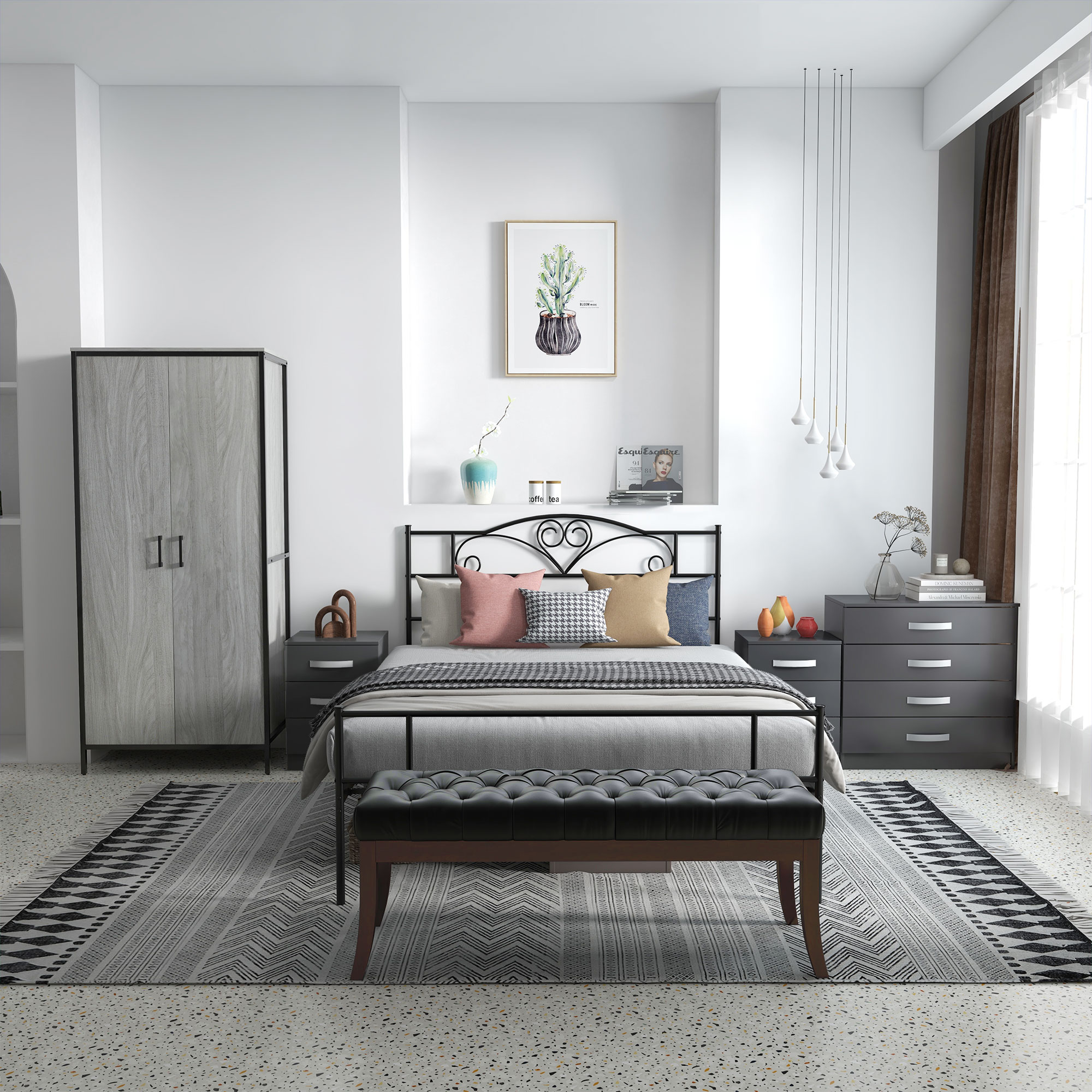 Comodini HOMCOM Set 2 - Con 2 Cassetti - Design Rovere - Per Camera Da Letto