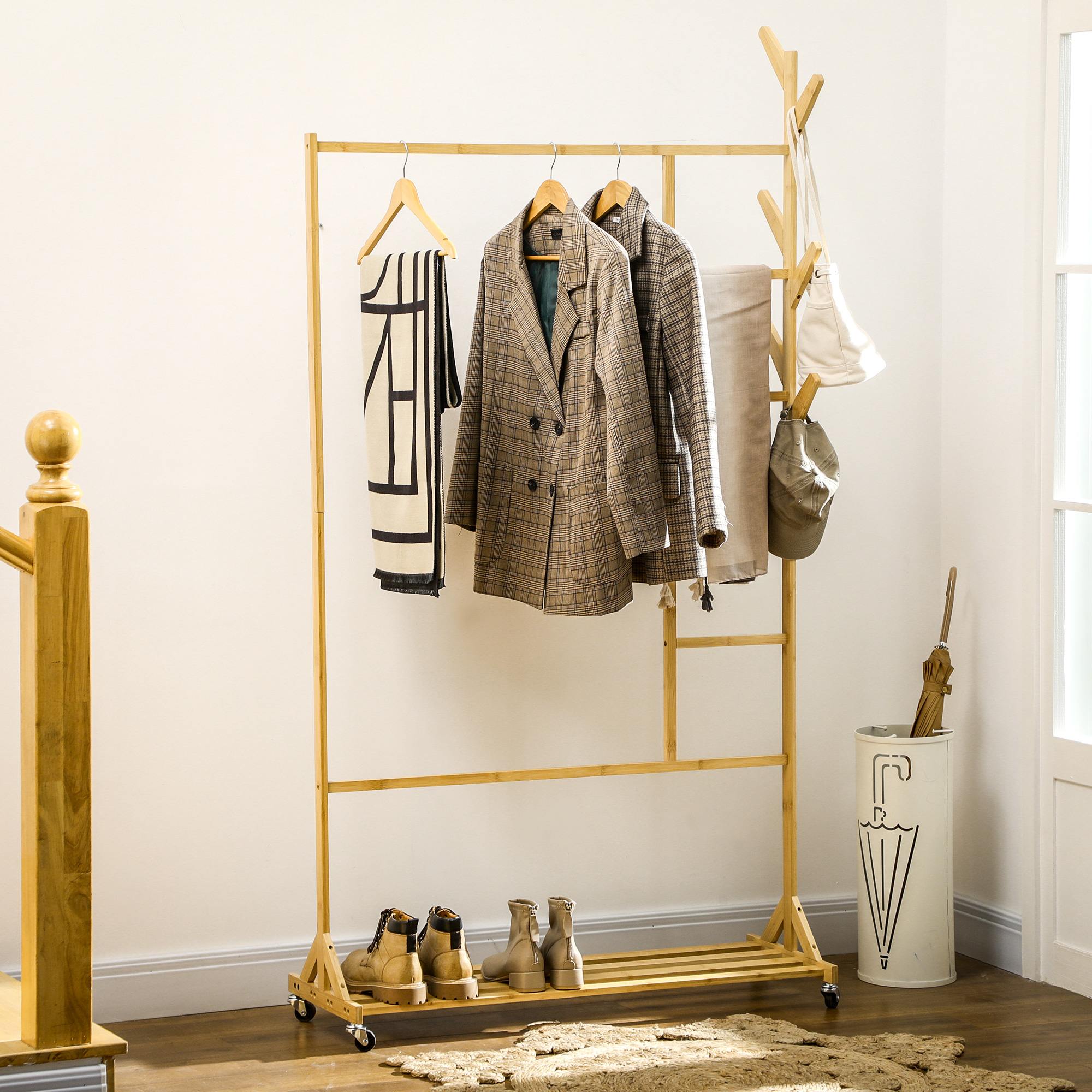 Mueble Recibidor Entrada Relaxdays Perchero Pie Con Colgadores Y