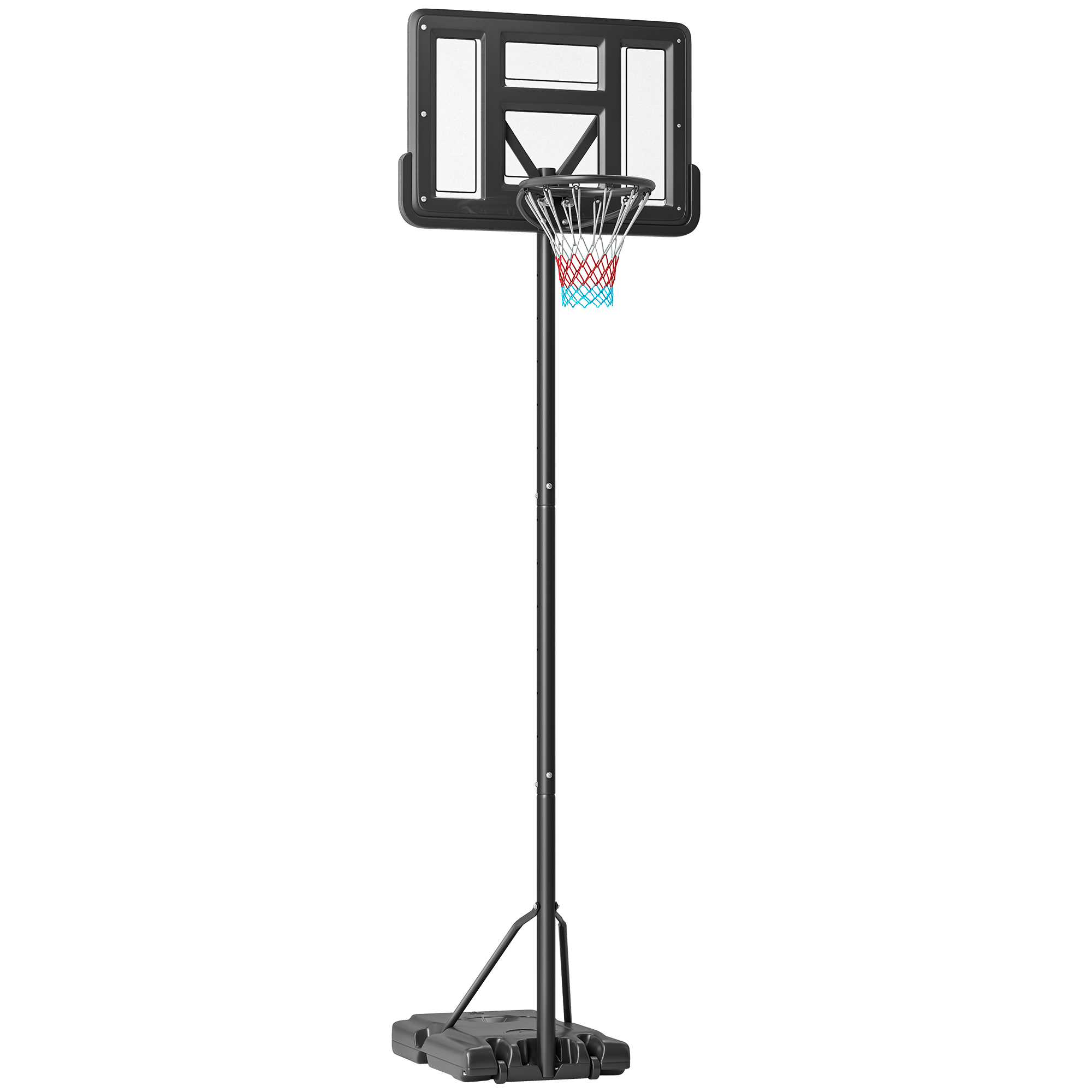 SPORTNOW Canasta de Baloncesto de Exterior 2 en 1 con Altura Ajustable 230-305 cm Aro de Baloncesto con Soporte Ruedas Base Negro