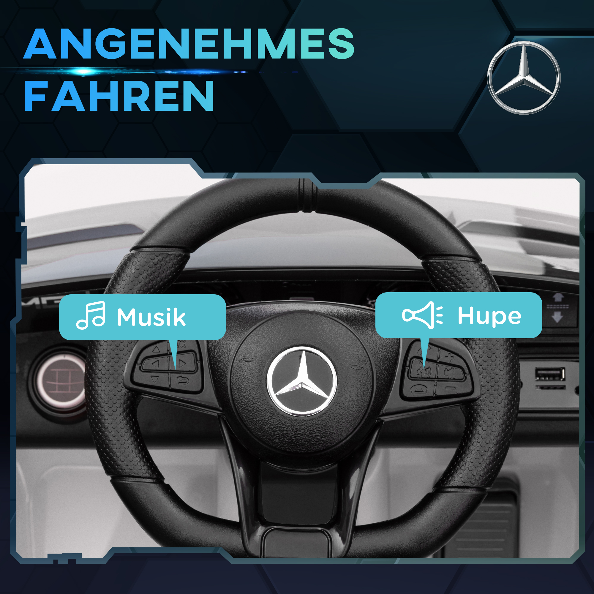 Elektriline lasteauto, Mercedes, 3-5 km/h, puldiga, tulede ja muusikaga, valge
