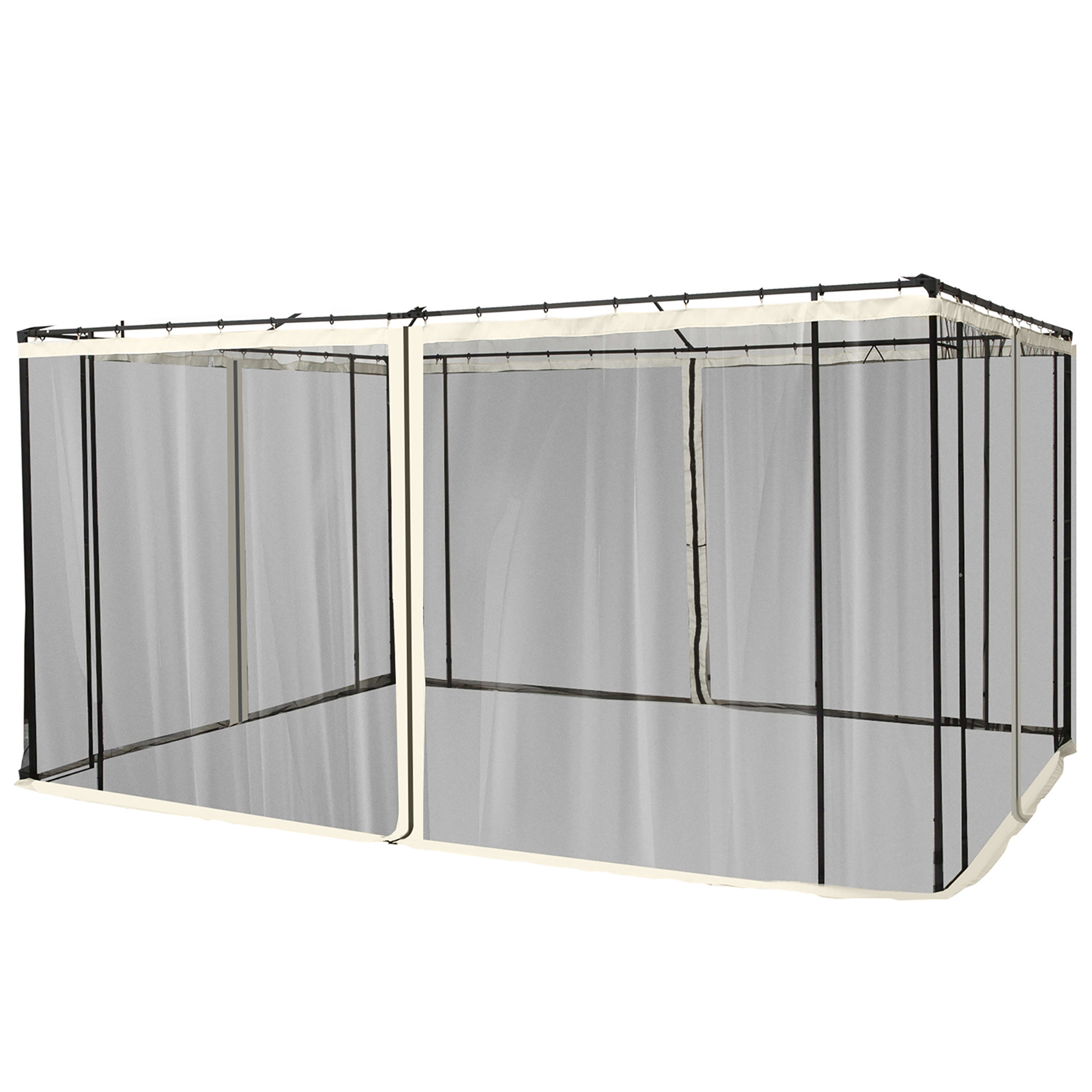 Outsunny Moskitonetz für 3x4 Pavillon, 4 Seitenteile, Fliegennetz mit Reißverschluss, Insektenschutz aus Nylon-Mesh, Schwarz Aosom.de
