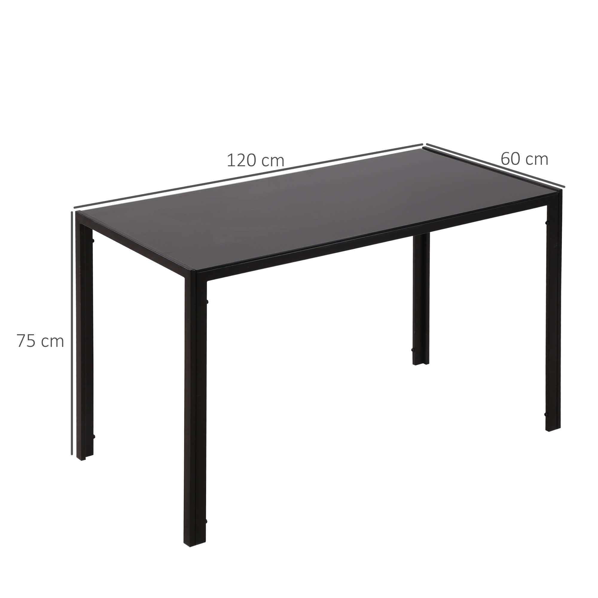 Söögilaud, köögilaud, suur laud, moodne disain, 120 cm x 60 cm x 75 cm, must