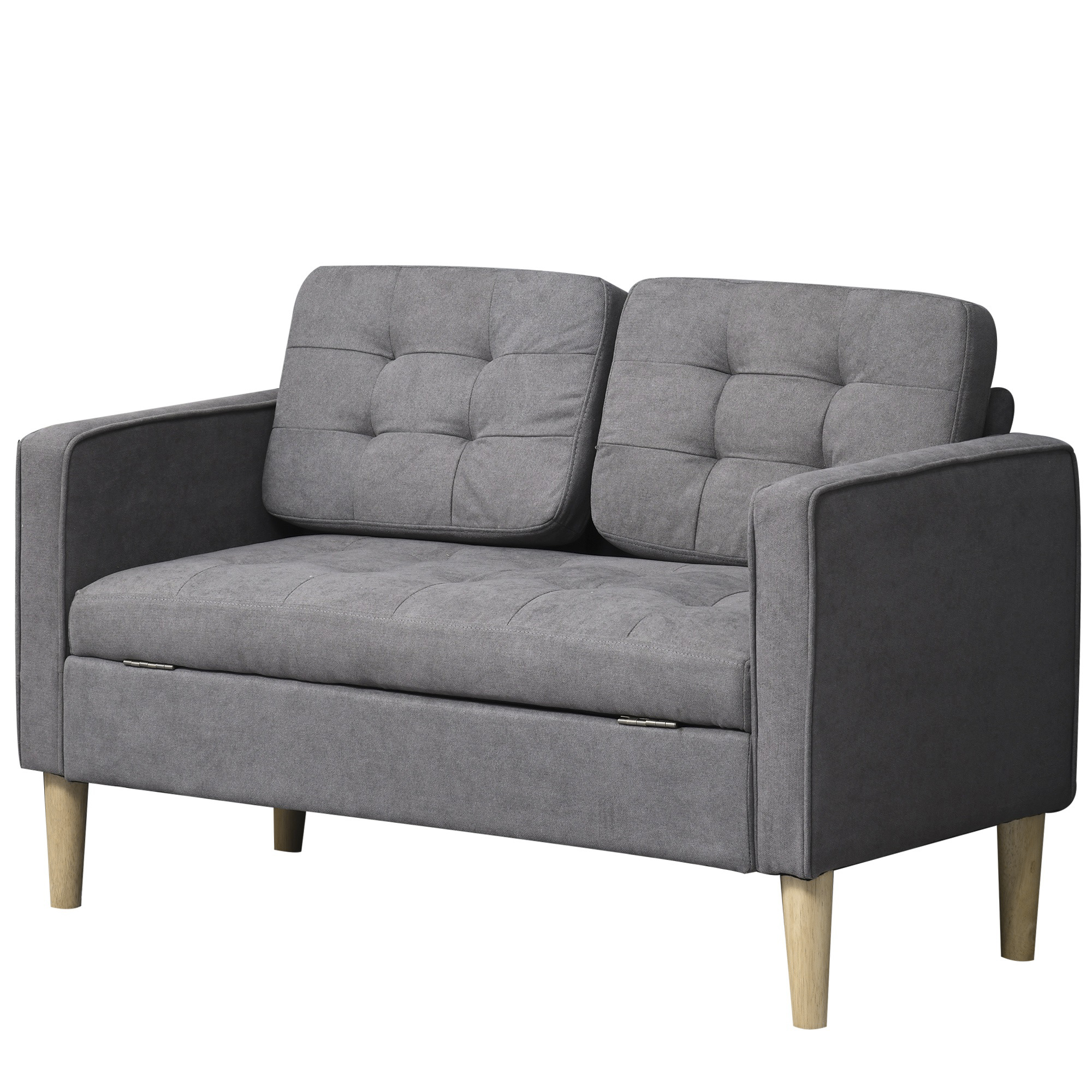 HOMCOM Modern 2 Seater Sofa with Hidden Storage, 117cm Tufted Cotton ...