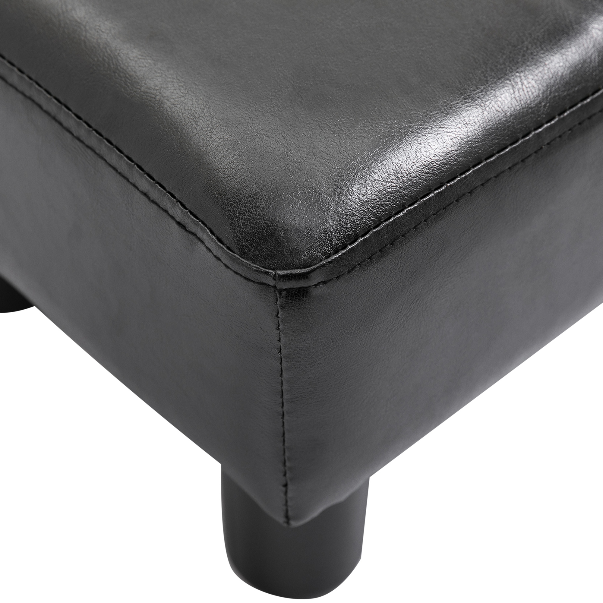HOMCOM Faux Leather Footstool, Small Foot Rest, Rectangle Sofa Stool for Bedroom Living Room, Black 8
