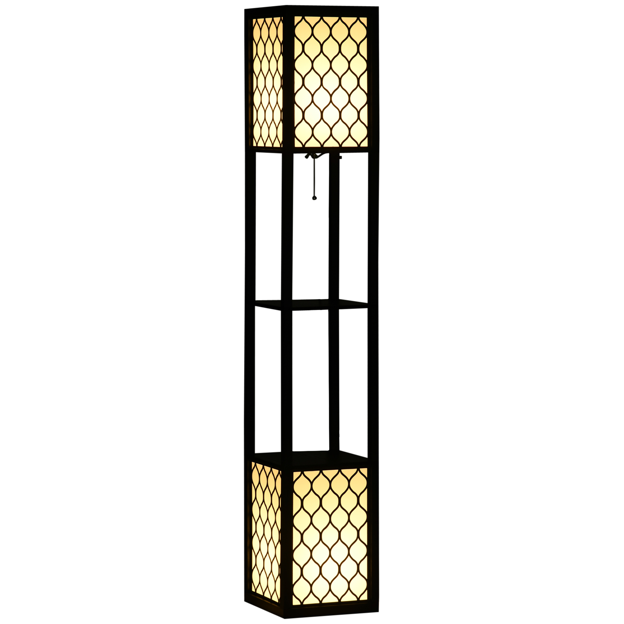 Product photograph of Homcom Floor Lamp W Shelves Dual Light Modern Tall Standing Lamps For Living Room Bedroom W Pull Chain Switch Bulb Not Included Aosom Uk from Aosom UK