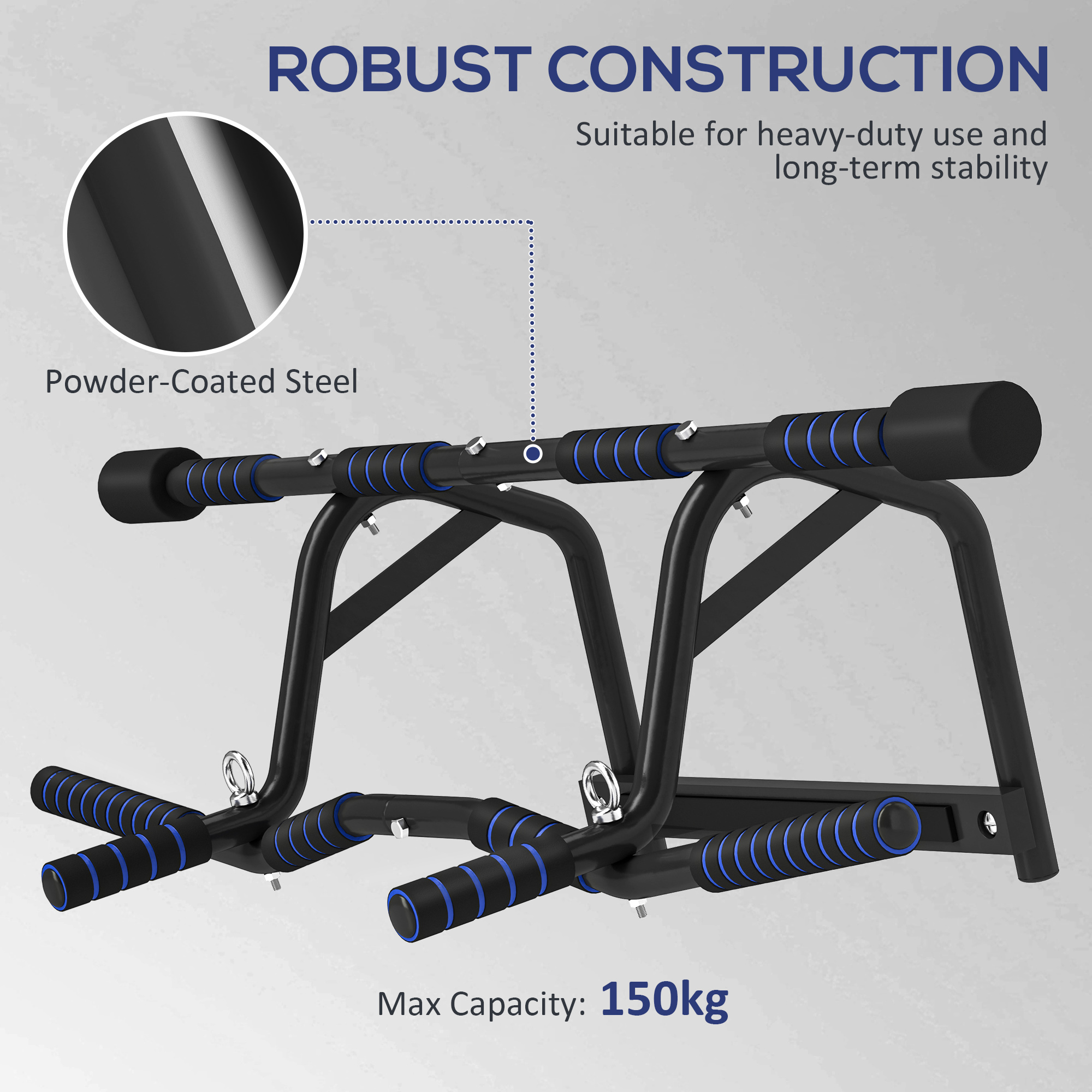 SPORTNOW Multi-Grip Doorway Pull Up Bar with Non-Slip Grips, Chin Up Bar with Anti-Fall Slot for Indoor Gym Upper Body Workout 7