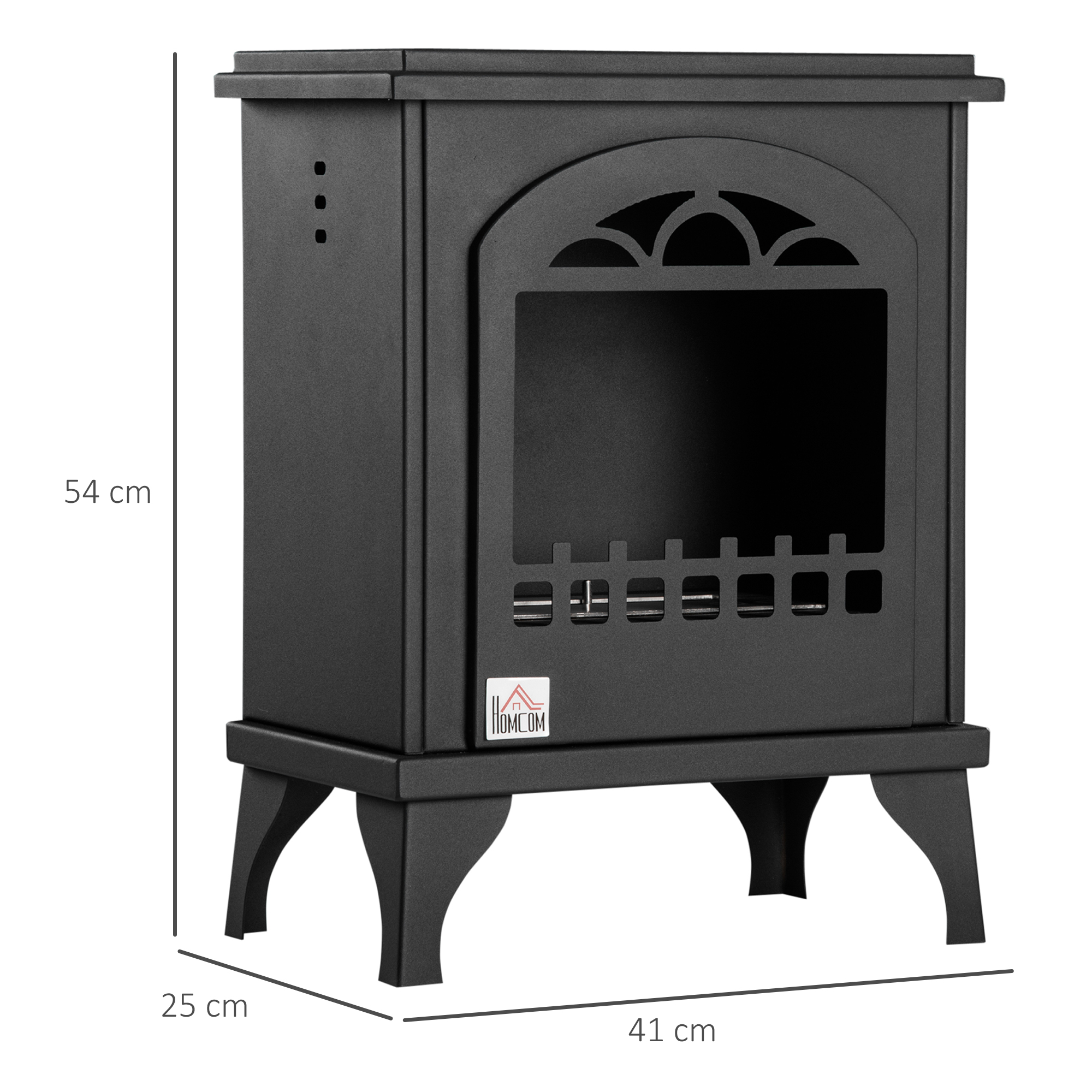 HOMCOM Free Standing Ethanol Fireplace, Bioethanol Heater Stove Fire with 0.9L Tank, 3 Hours Burning Time, Black 3