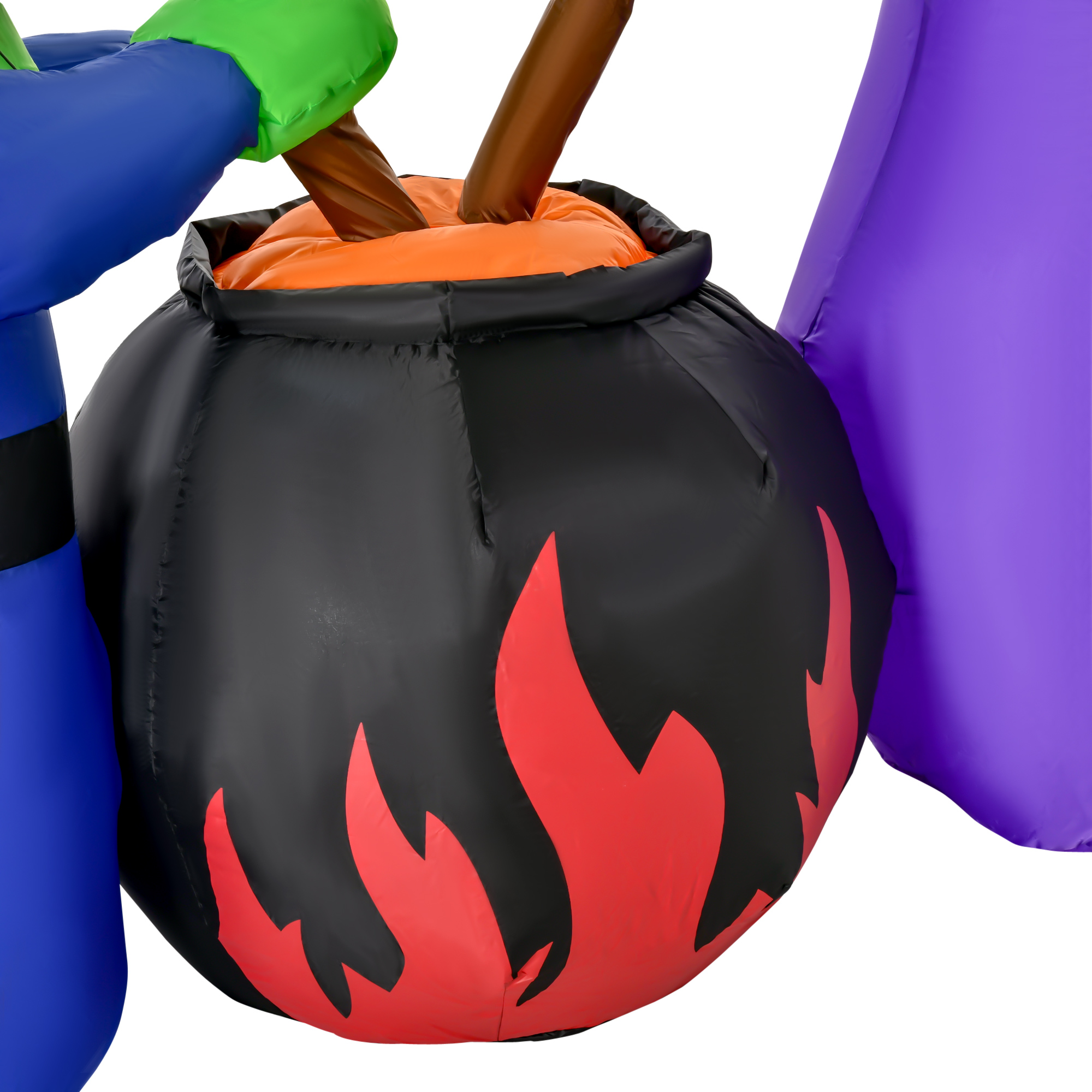HOMCOM 1.8m Inflatable Halloween Lawn Decoration with LED Witches Around A Black Cauldron Outdoor Air Blown Holiday Décor 8