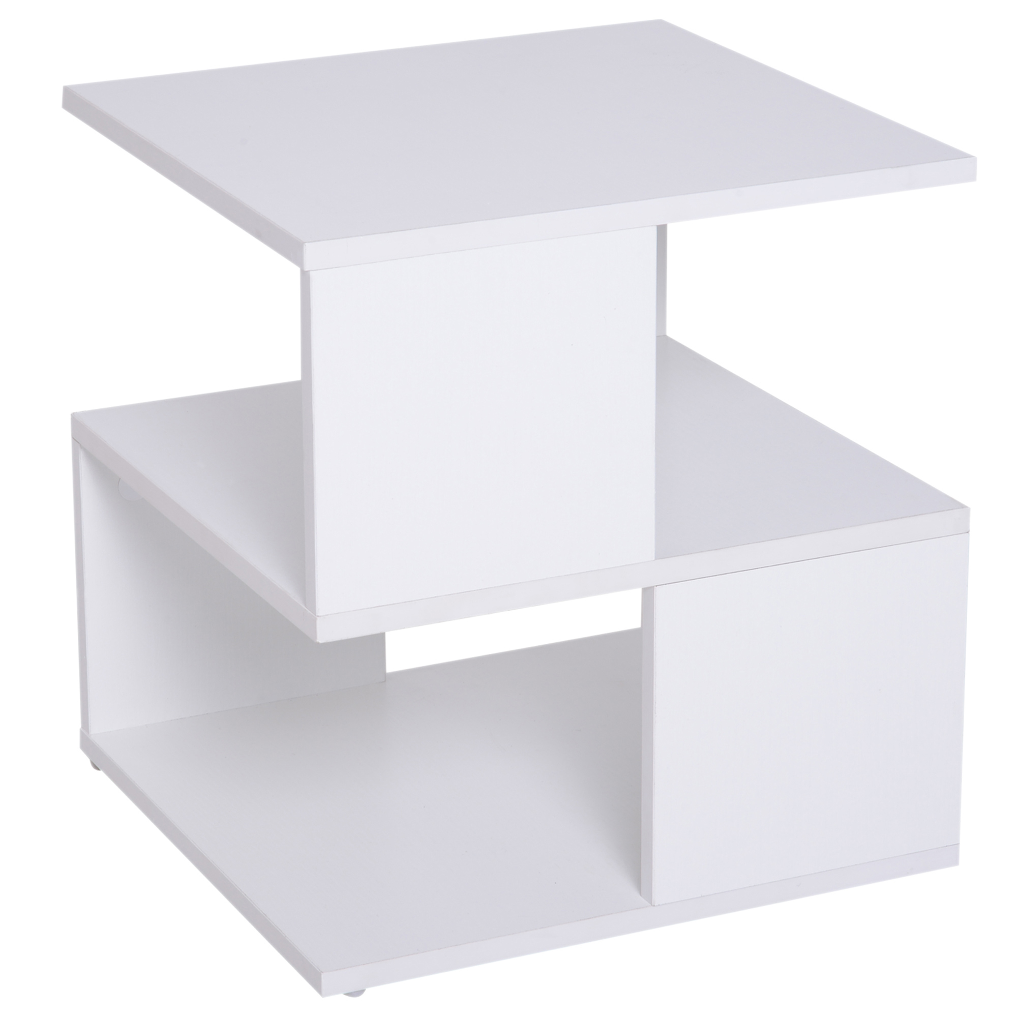 HOMCOM Side Table Square Coffee Table Modern End Table with 2 Tier Storage Shelves for Living Room, Bedroom, White 7