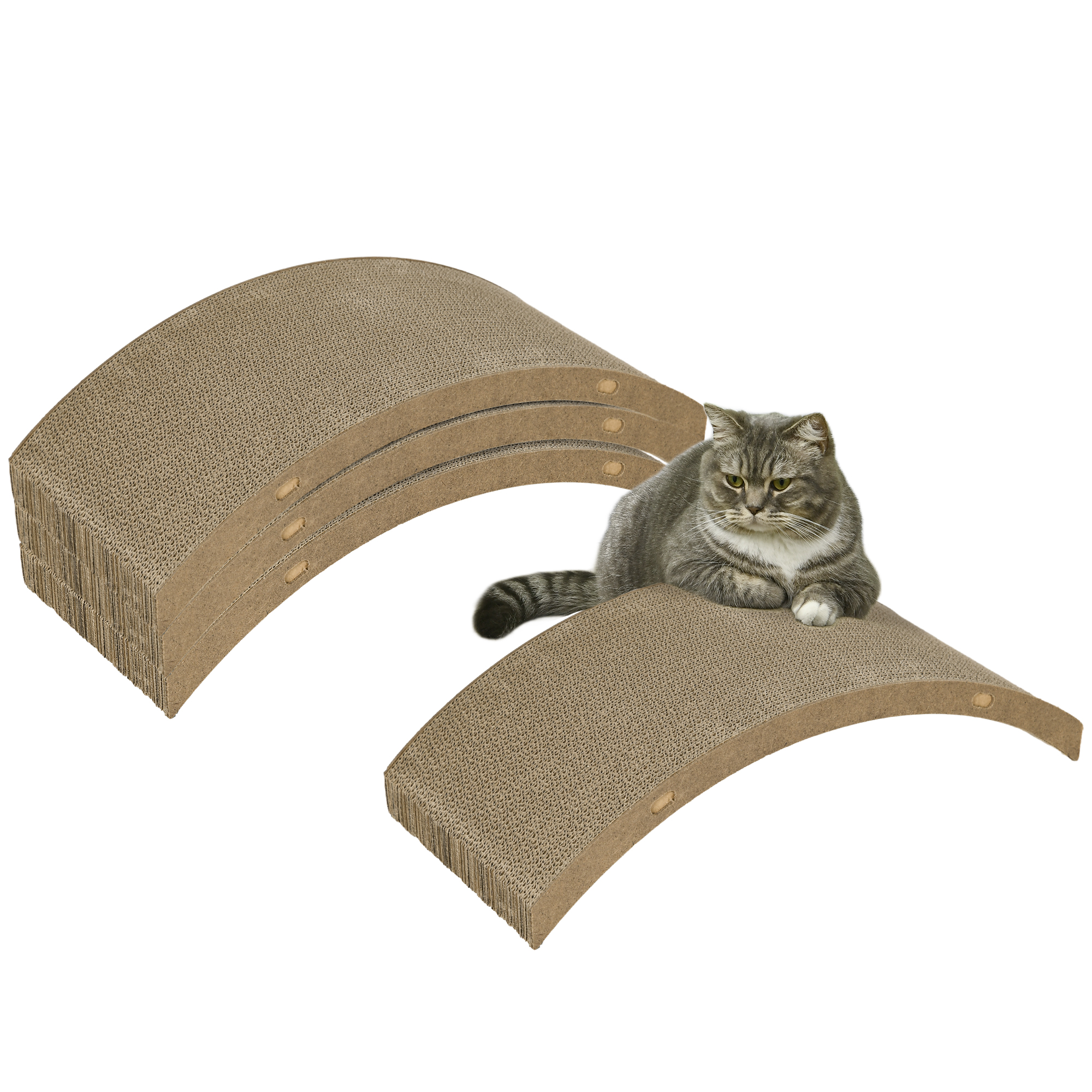 PawHut Cat Wheel with Brake, Scratching Pads - Walnut Brown