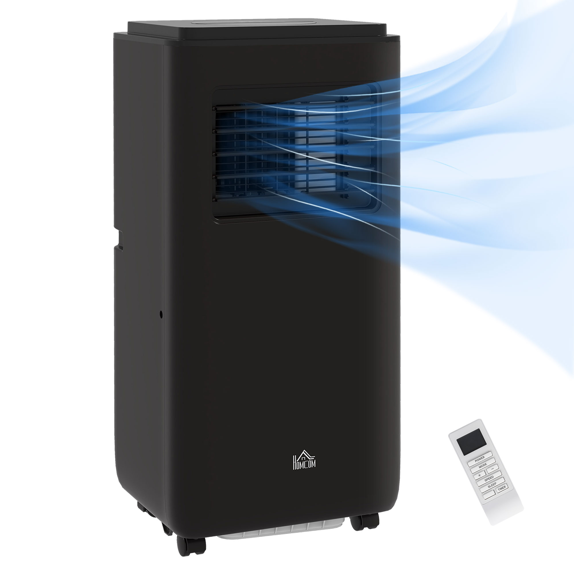 HOMCOM Condizionatore Portatile 950W con 5 Modalità e 3 Velocità, in Plastica ABS e Acciaio, 33x28x70.4 cm, Nero Aosom