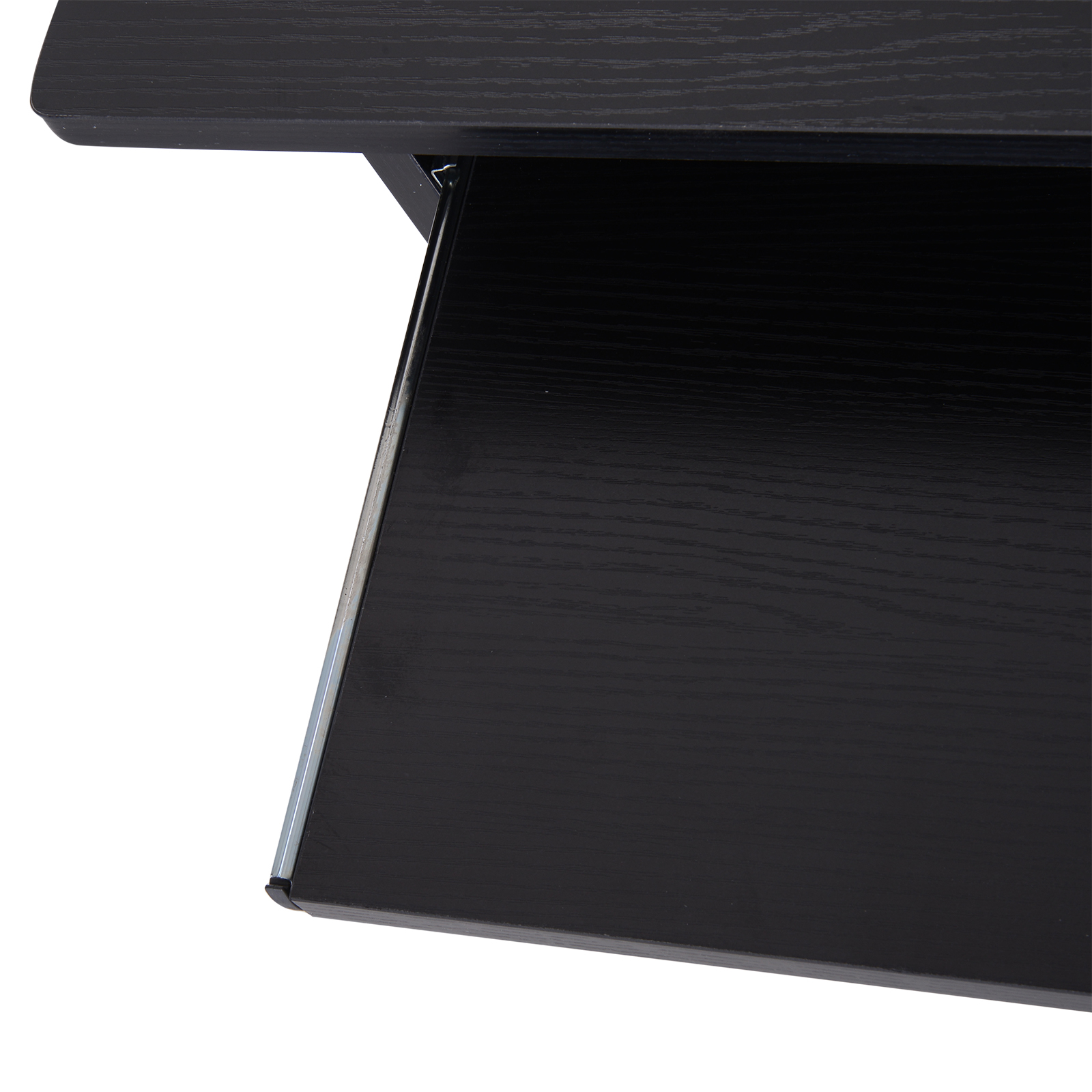 HOMCOM Compact Small Computer Table Wooden Desk Keyboard Tray Storage Shelf Modern Corner Table Home Office Black 8